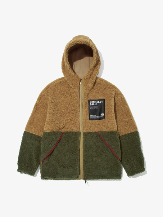 HOT-CCG0528-032 TheNorthFace 卡其配綠有帽毛毛外套 S (A32)