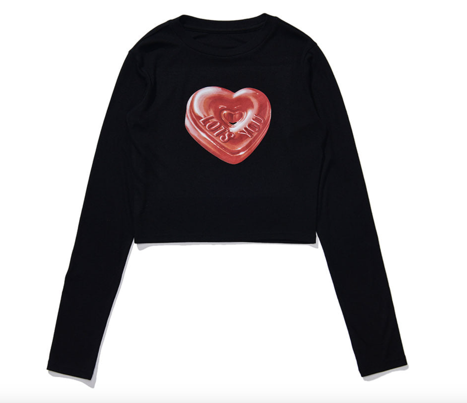 HOT-CCG0528-084 PWTT3RLW505OBK tsyou_The Friends Heart Candy Crop Tee Black XS (A84)