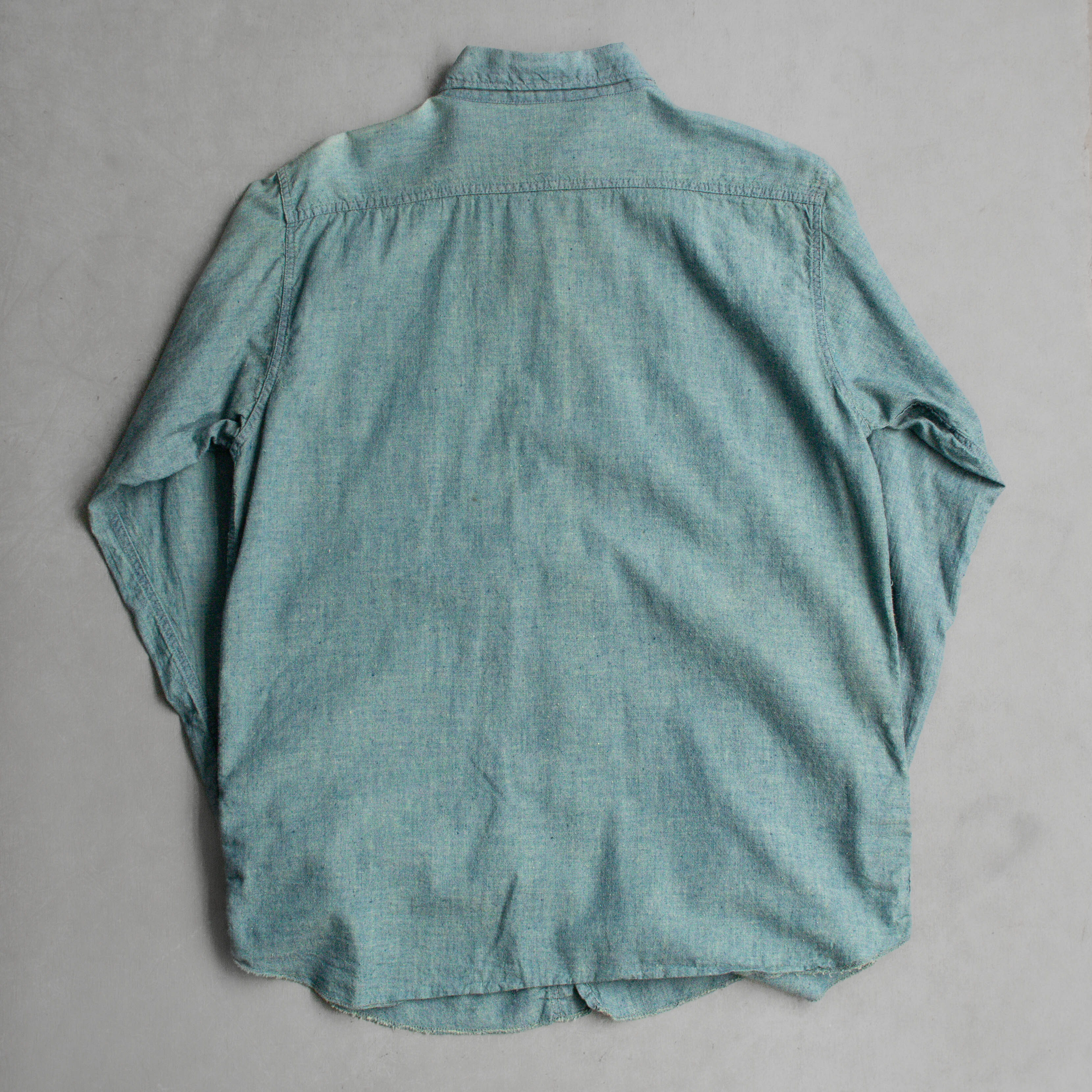 40S US NAVY CHAMBRAY SHIRT 美國 海軍 純棉 淺藍 青年布 長袖 襯衫 B