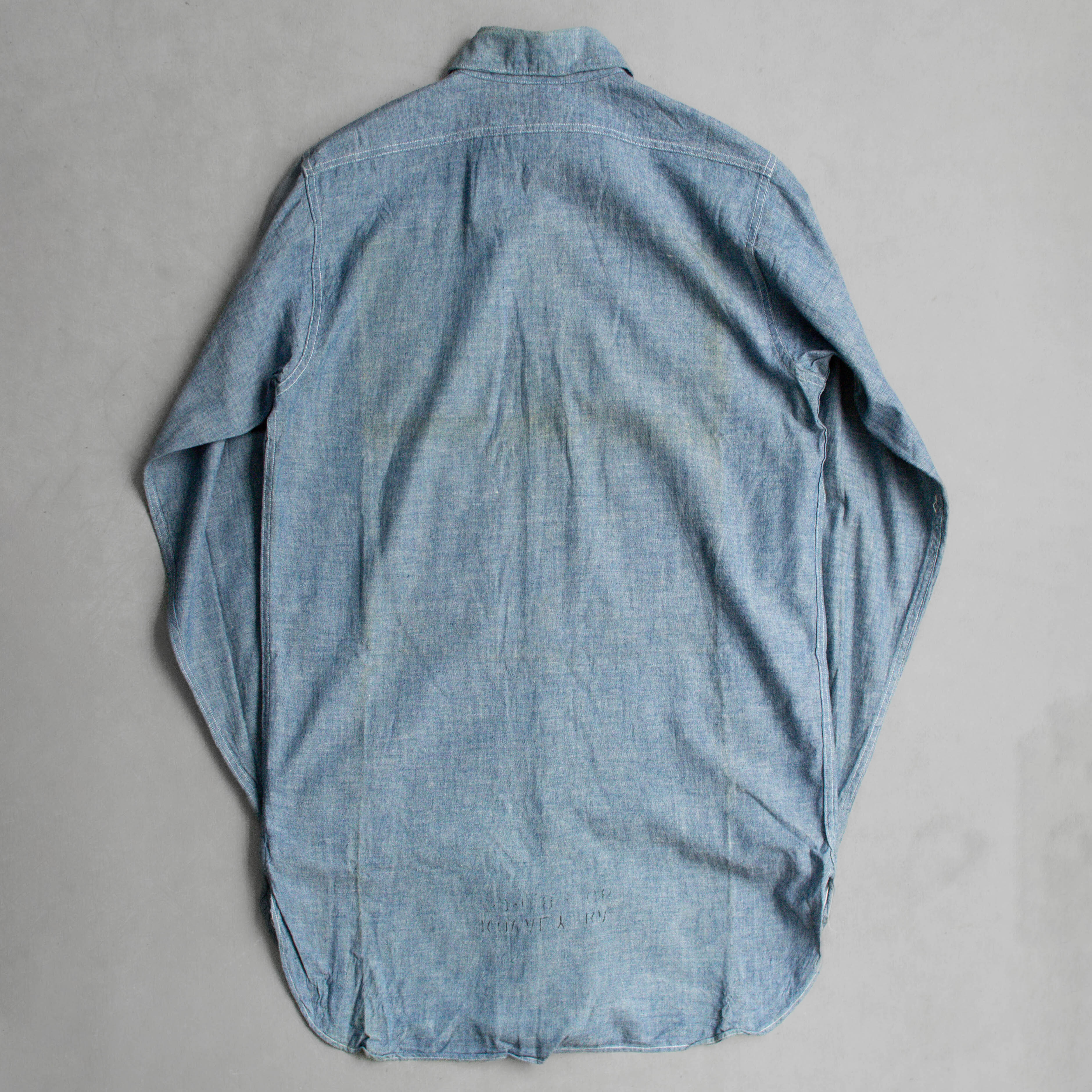 50S US NAVY CHAMBRAY SHIRT 美國 海軍 純棉 淺藍 青年布 長袖 襯衫 C