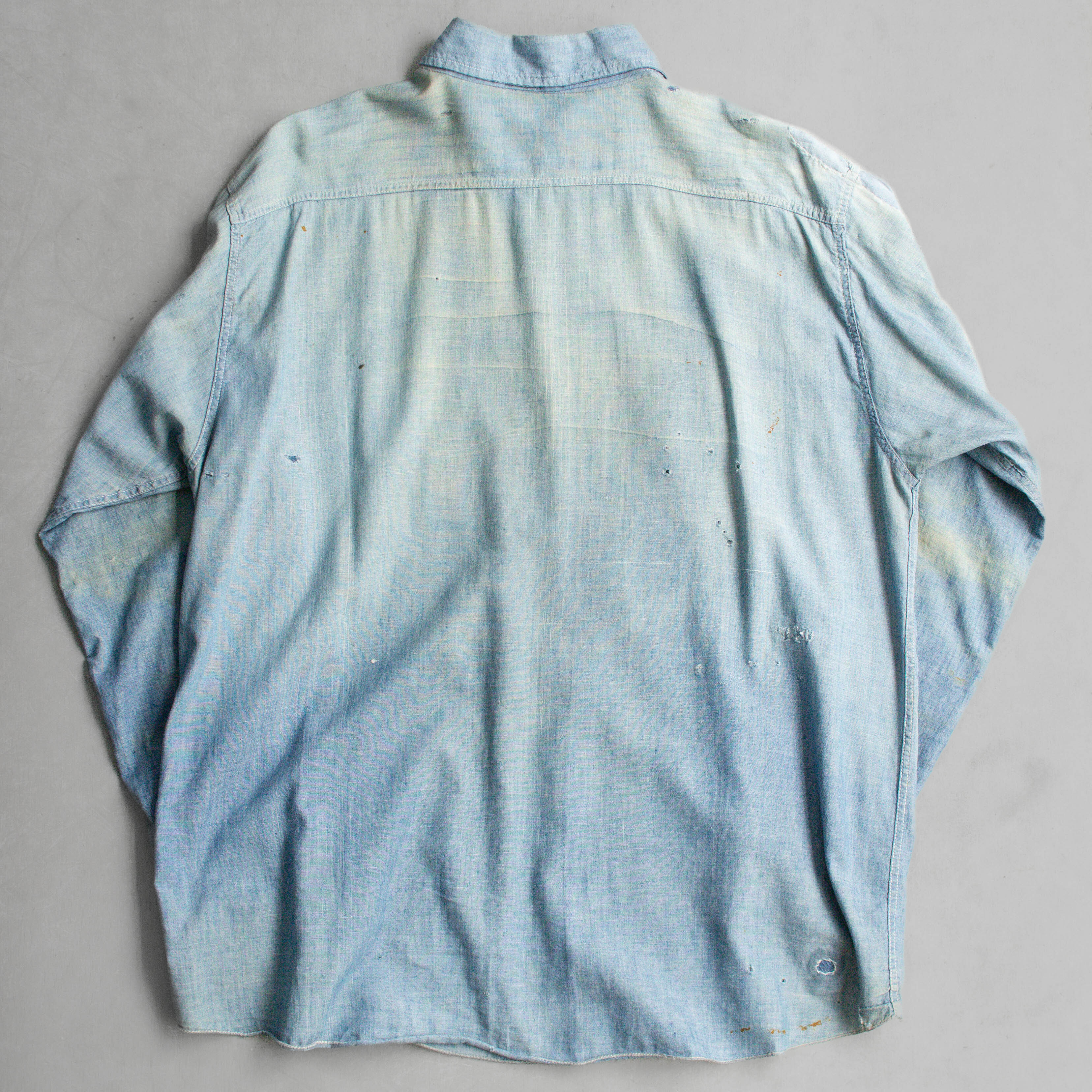 40S VINTAGE CHAMBRAY WORK SHIRT 美國製 純棉 淺藍 青年布 長袖 工作襯衫