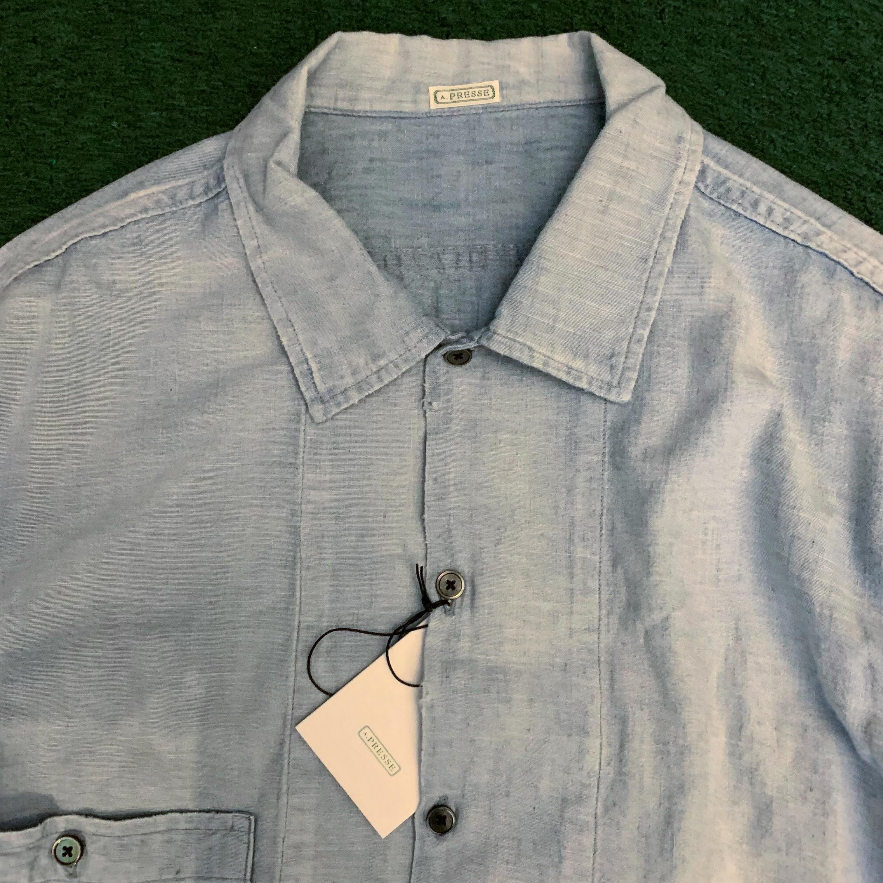 LAST PCS: A.PRESSE 2026 VINTAGE CHAMBRAY SHIRT S/S (26SAP-02-01) - BLEACH