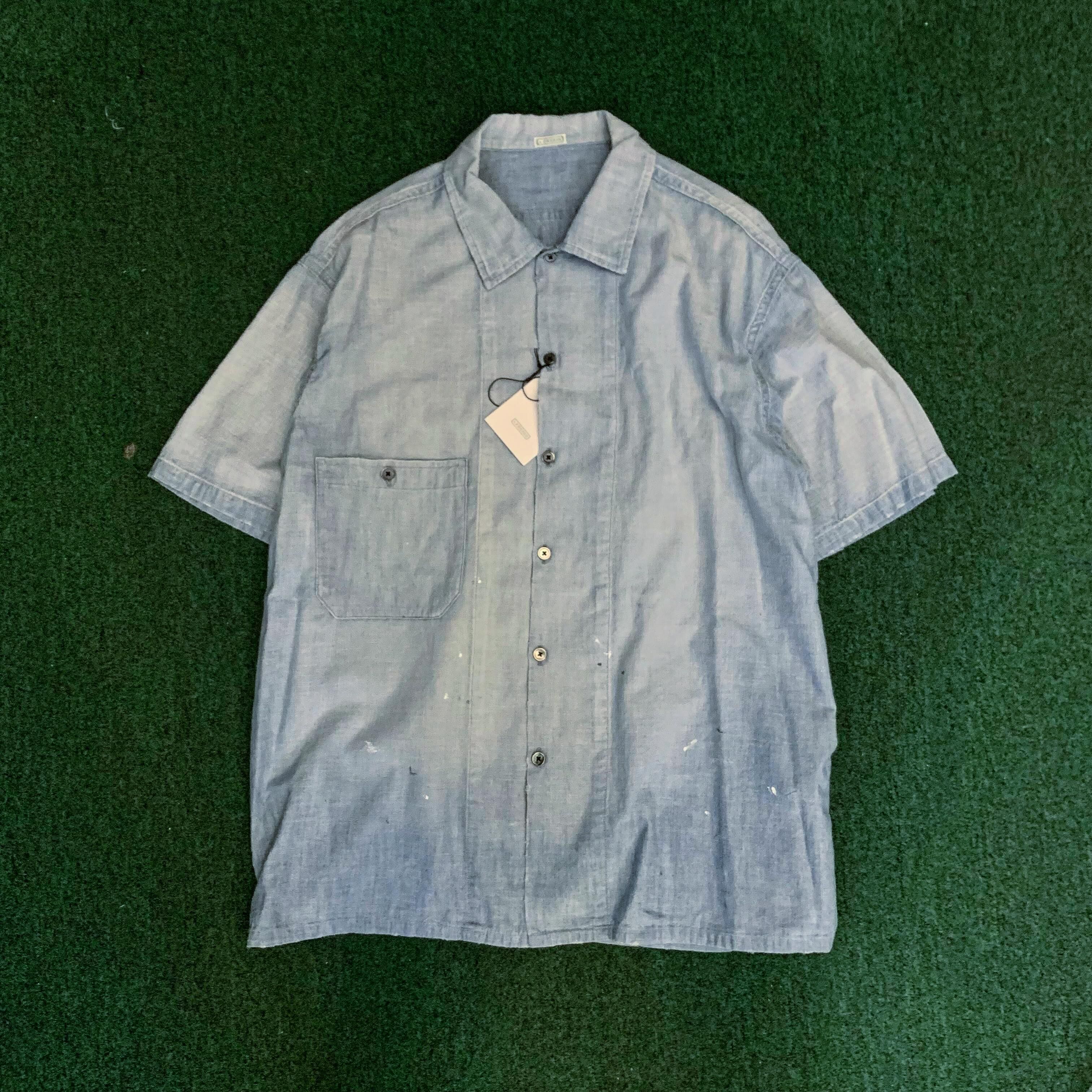 LAST PCS: A.PRESSE 2026 VINTAGE CHAMBRAY SHIRT S/S (26SAP-02-01) - BLEACH