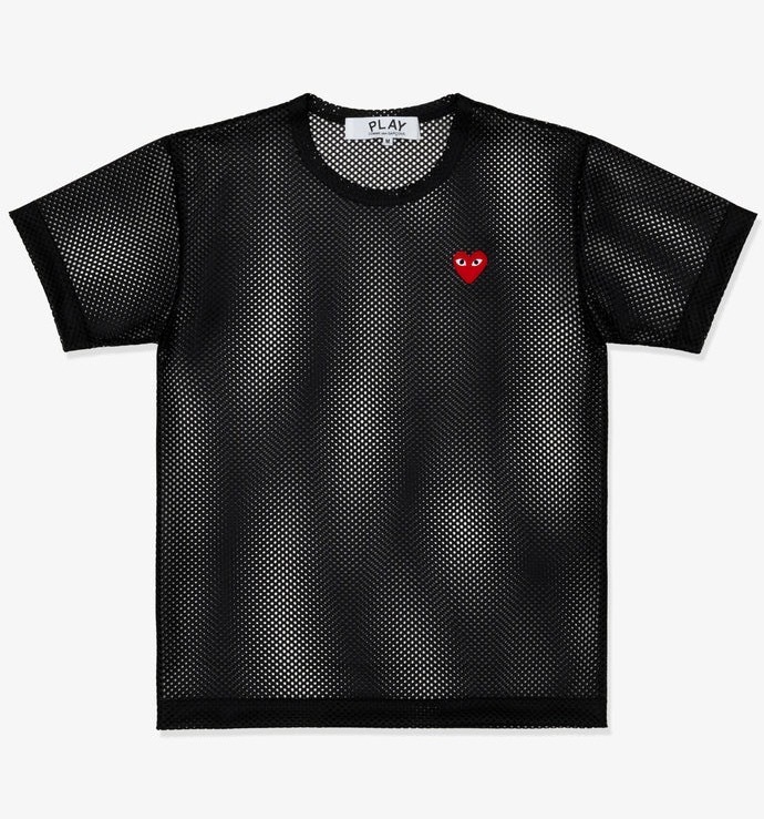 【Luxury】 日本限定 透氣網面 PLAY CDG網眼愛心 Polyester Mesh Large 三色 黑心 紅心 白黑心 愛心T 短袖