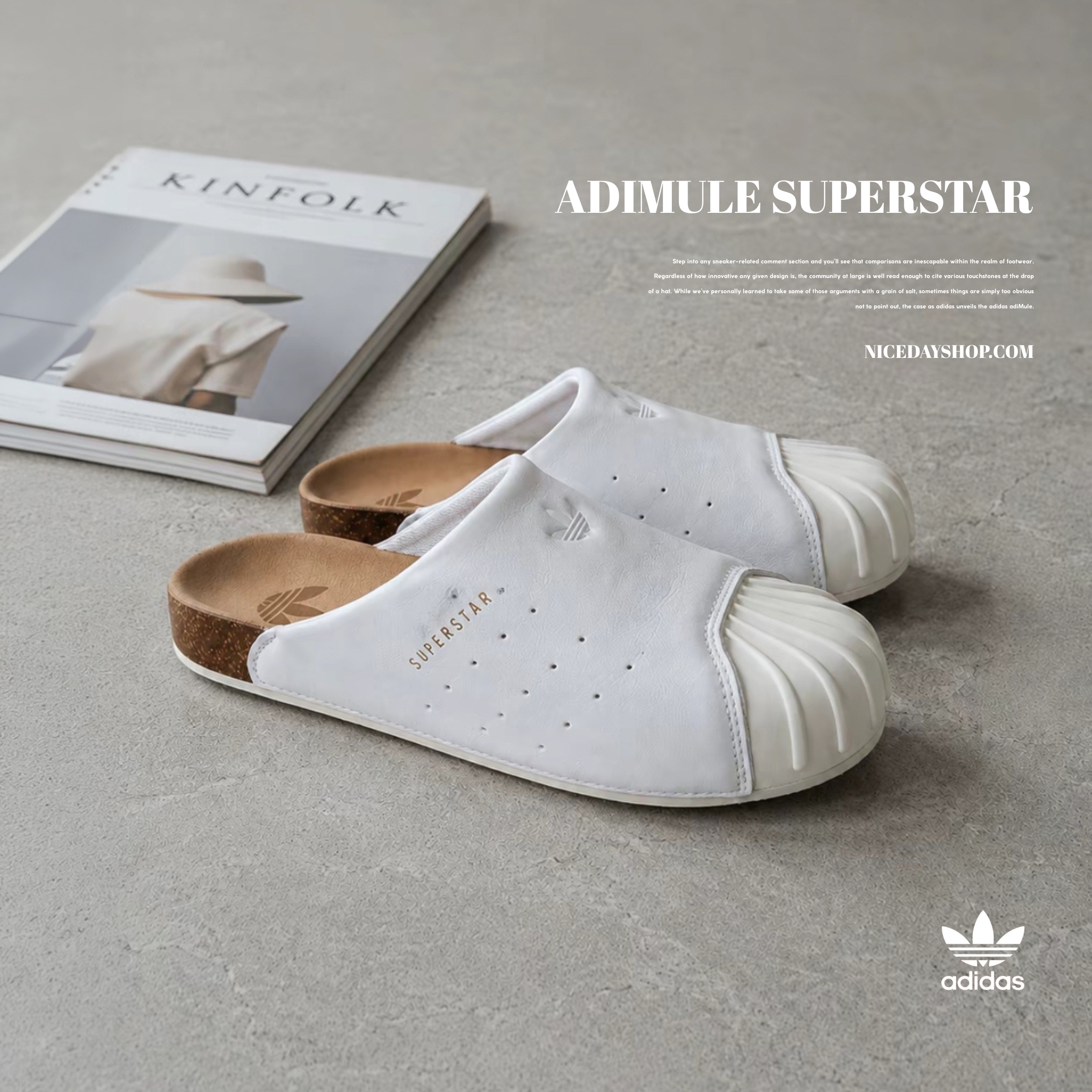 NICEDAY 代購 Adidas Original Adimule 白色 包頭 拖鞋 LC0412