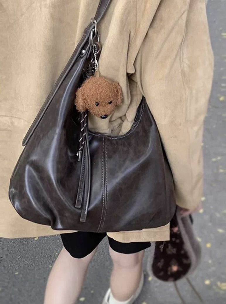 現代策展の視線・大容量雙拉鍊 Hobo 包