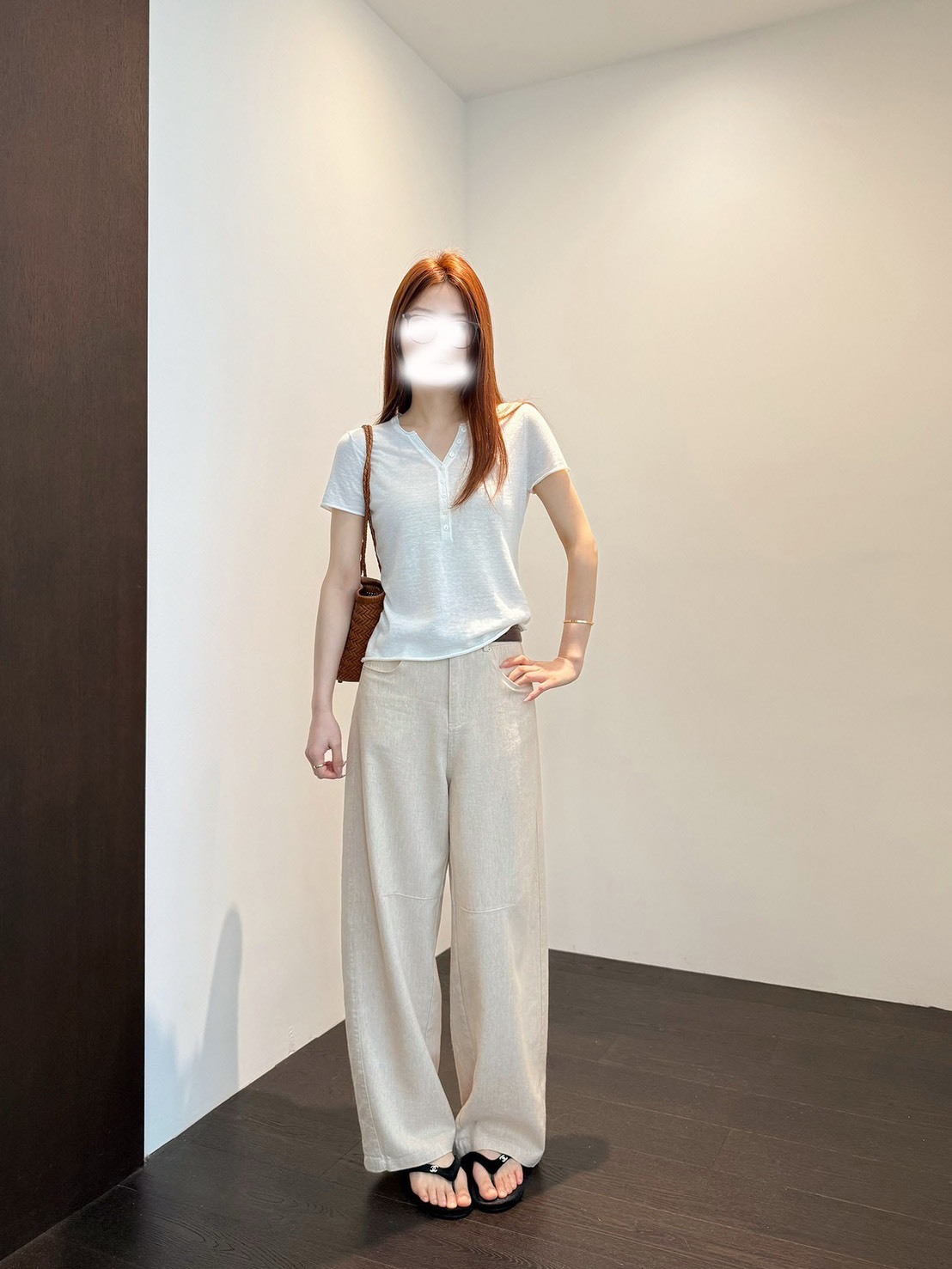 No.2385老錢風天絲亞麻牛仔褲加長款