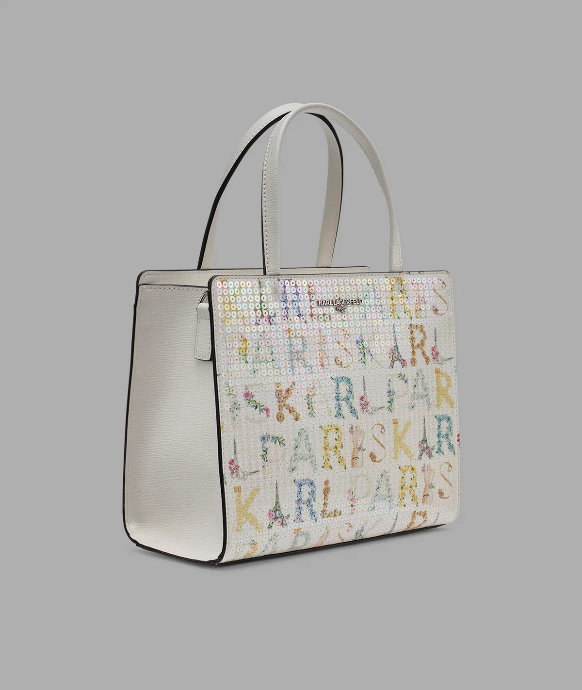 [S] KARL LAGERFELD WINTER WHITE MULTI L6AD48BJ-W2M MAYBELLE SATCHEL WITH SEQUINS, 198913620153 (SKL1647)