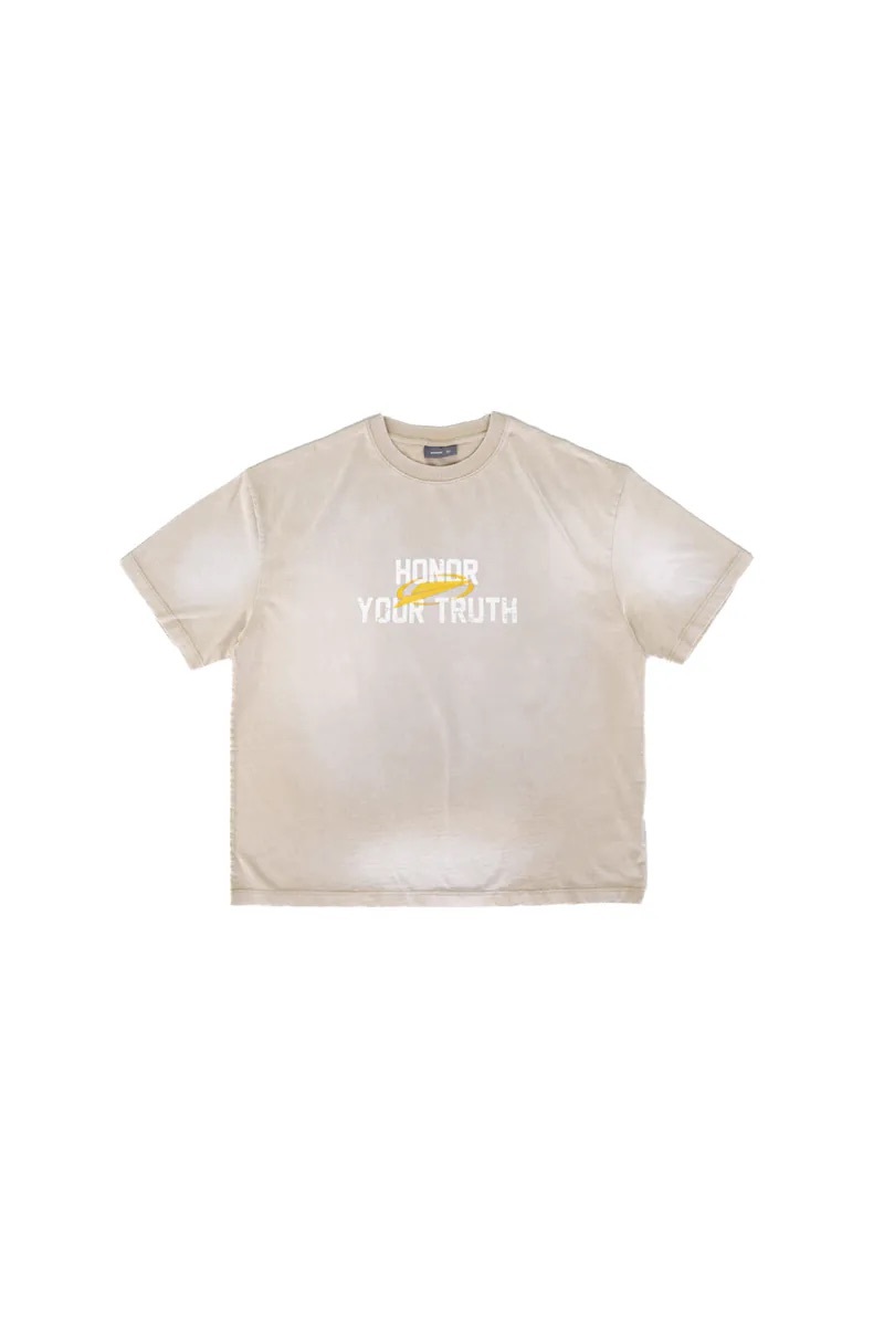 FM x sense HONOR YOUR TRUTH Washed Boxy Cut SS - Clay