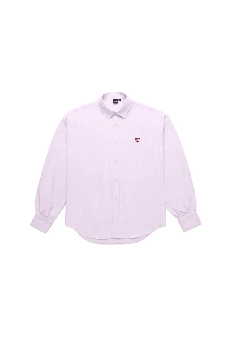Love FraMe Embroidered Striped Shirt - Pink