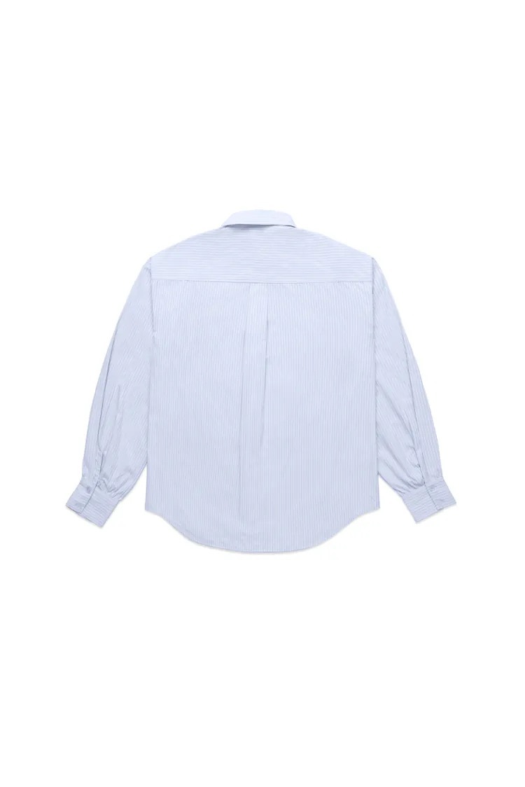 Love FraMe Embroidered Striped Shirt - Blue