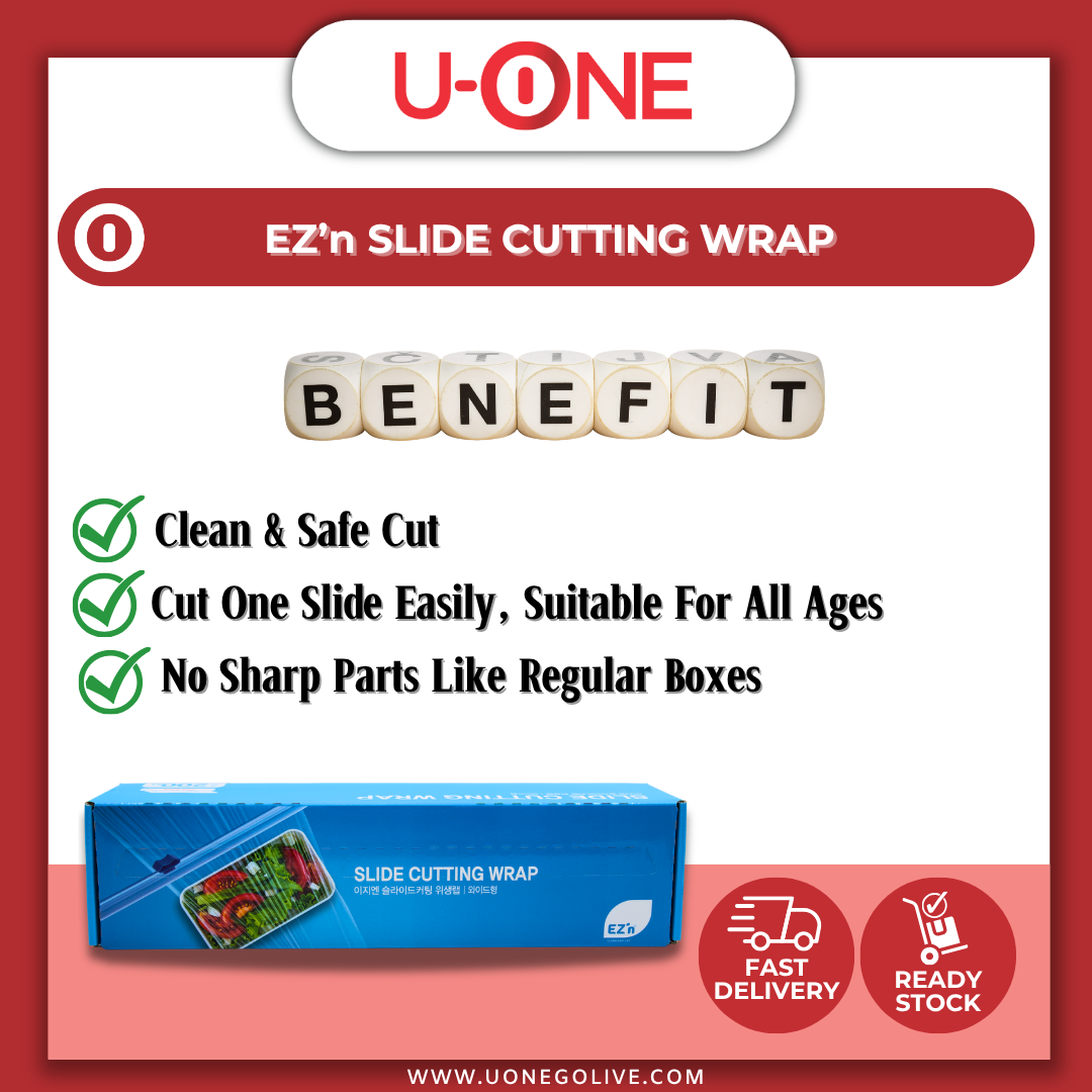 U-ONE | Korea | EZ'n | Slide Cutting Food Wrap | 30cm x 200m