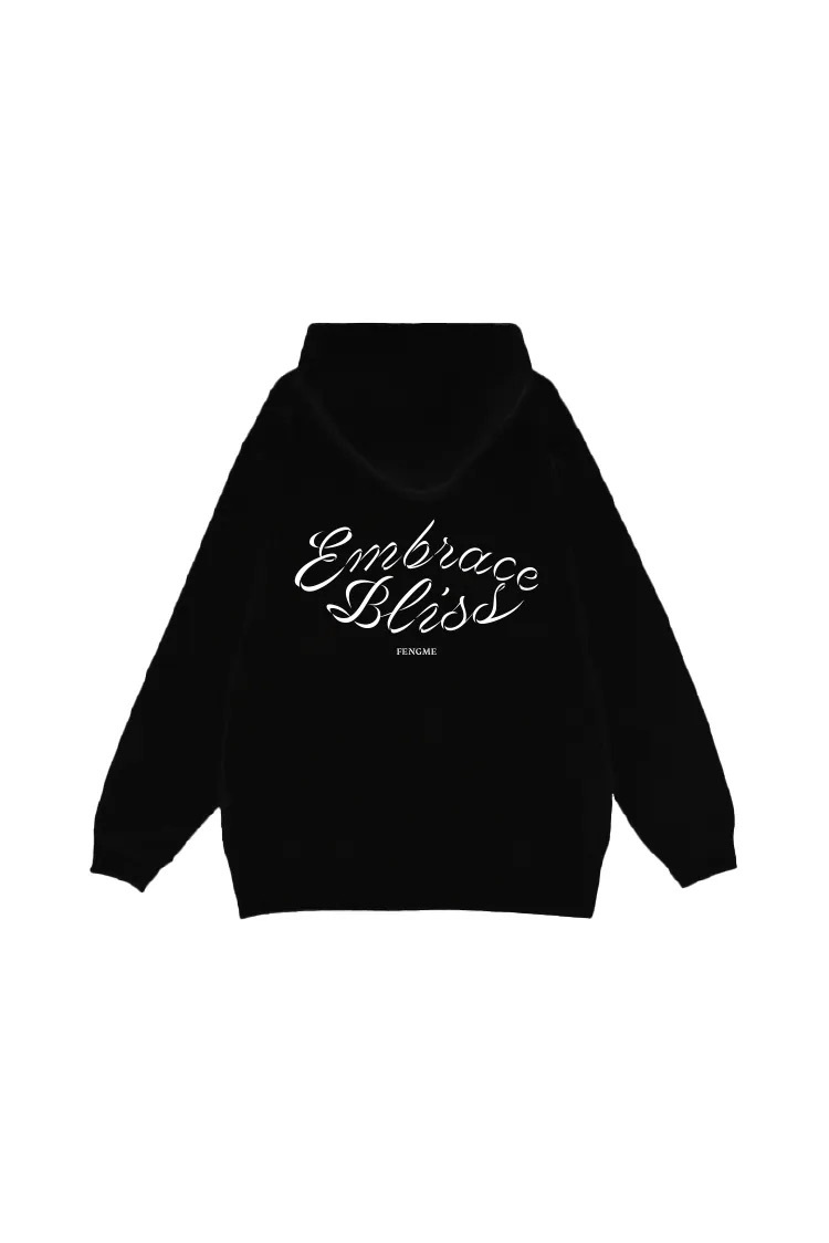 Embrace Bliss Bow Tie Hoodie - Black