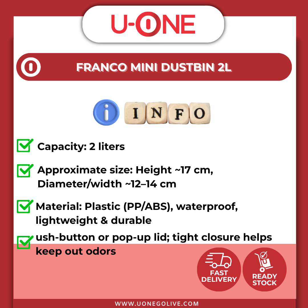 U-ONE | Korea | Franco Mini Dustbin | 2L