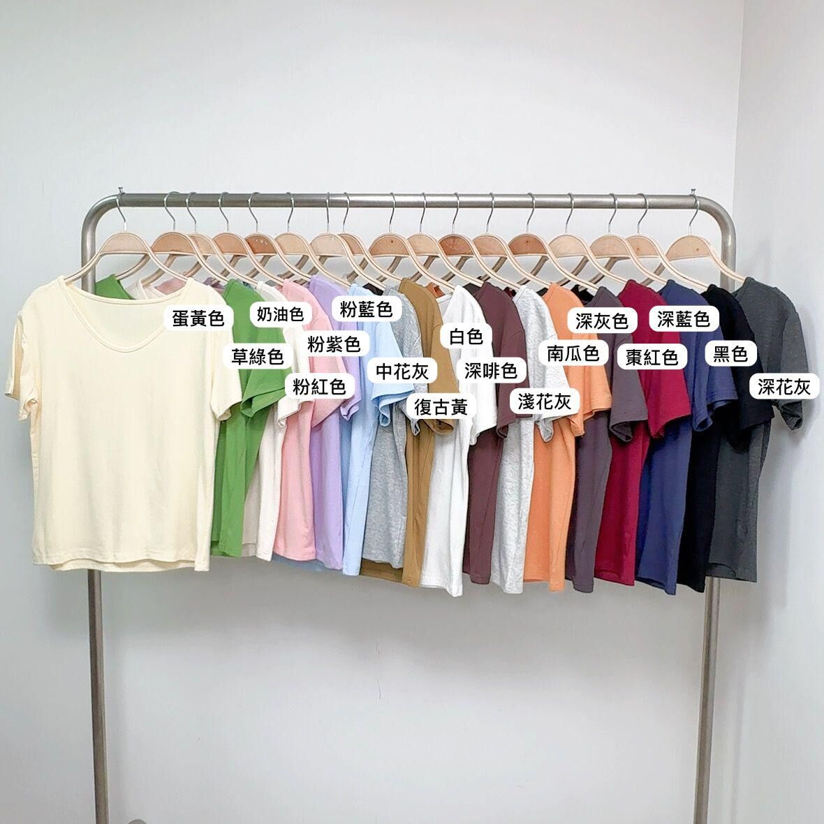 ⭐️⭐️【預訂】純色U領高彈力棉TEE (C30-C46)