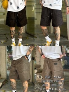 (7612) 6576拉鍊造型工裝短褲