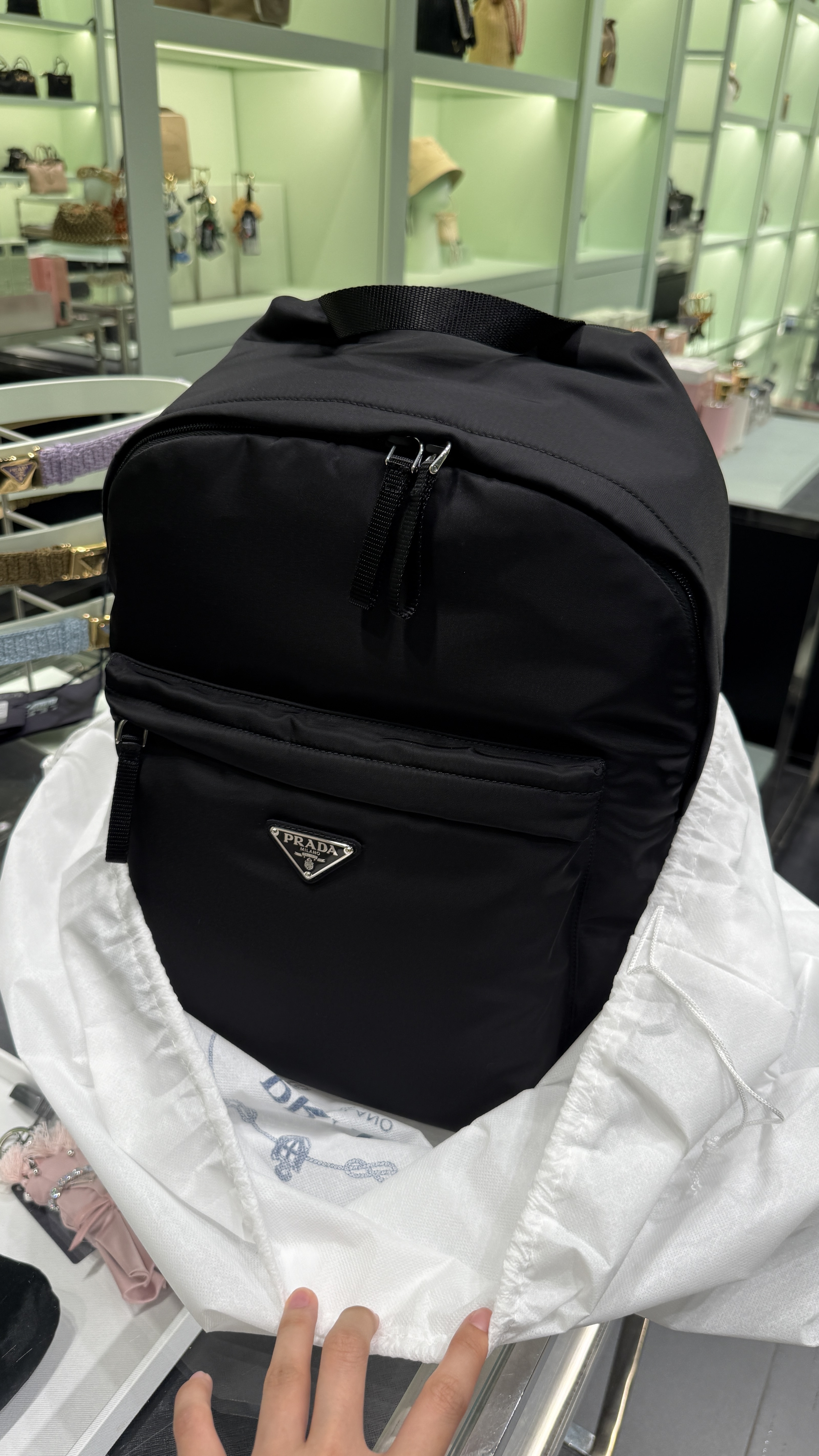 Prada nylon backpack black