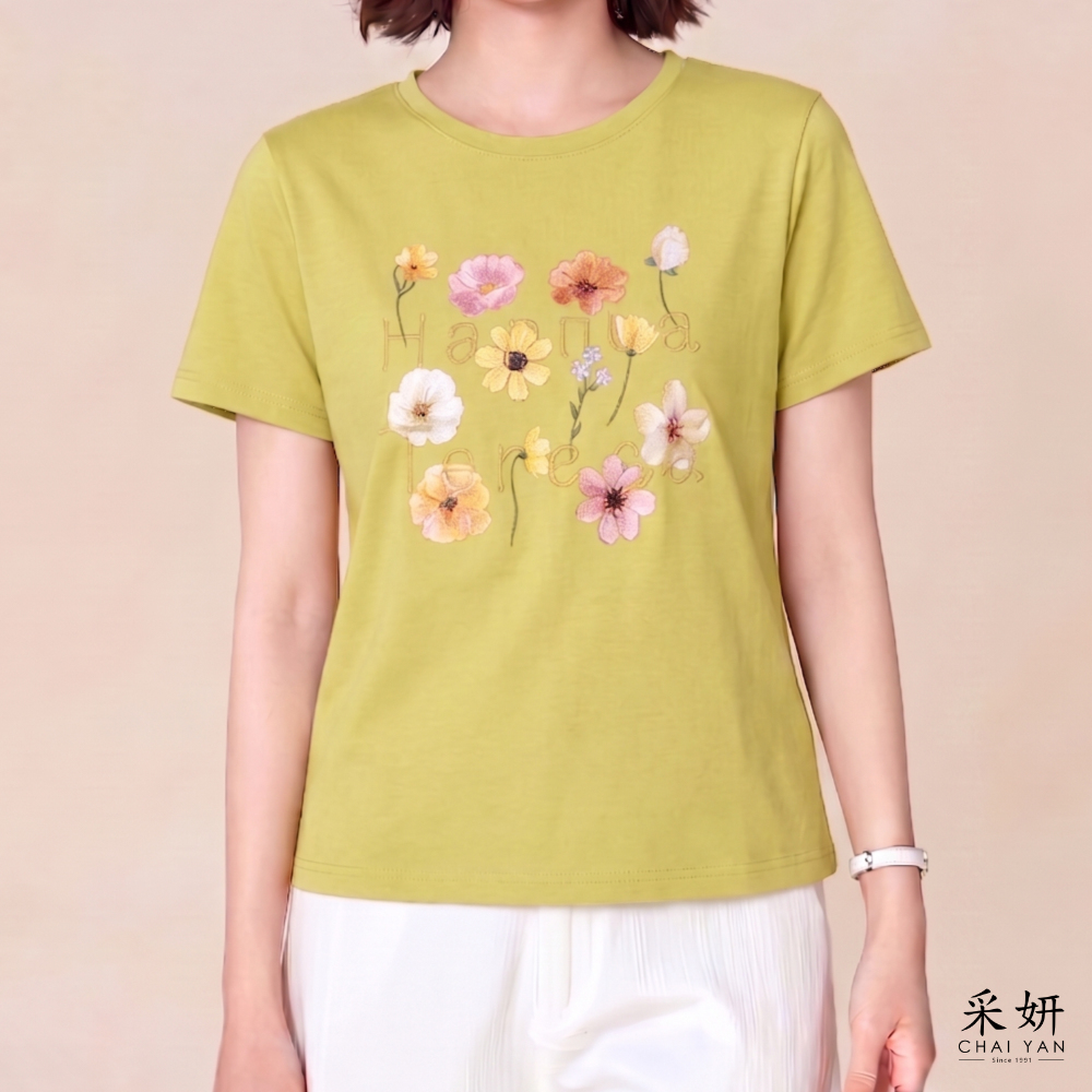 立體字母花朵短袖上衣