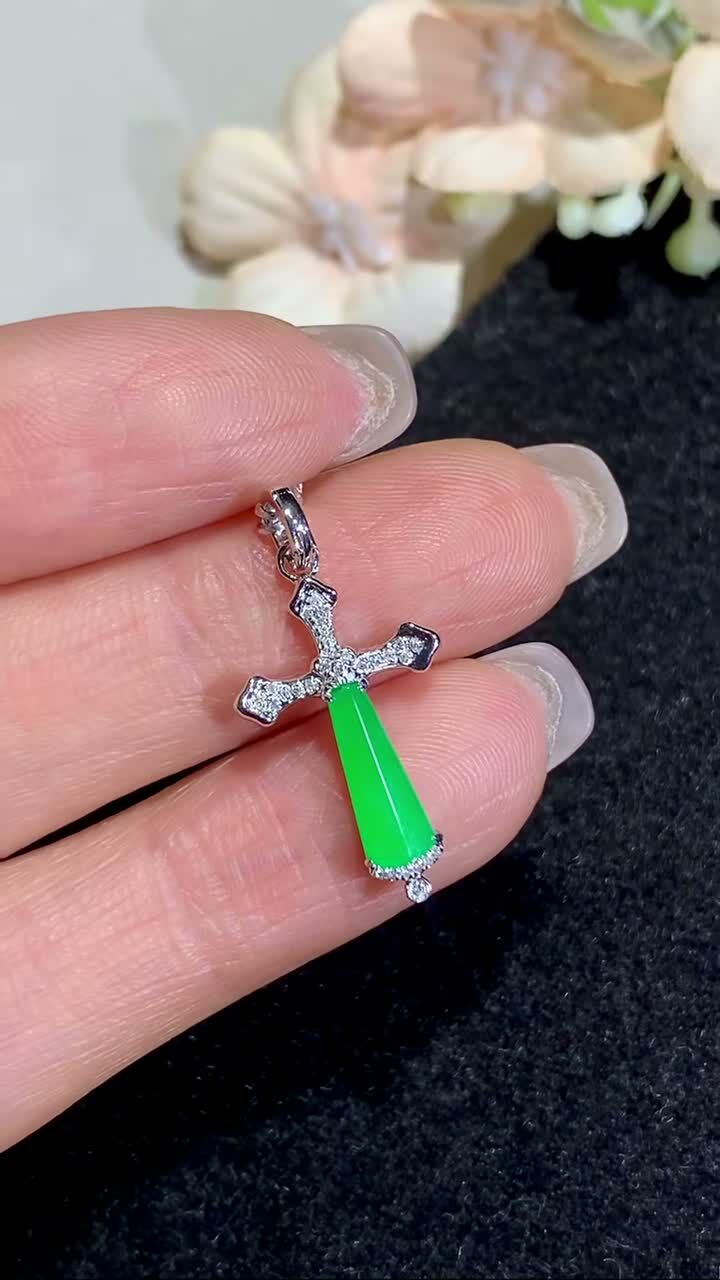 翡翠陽綠無事柱吊墜,天然翡翠A玉, 緬甸玉, Jade, Jadeite