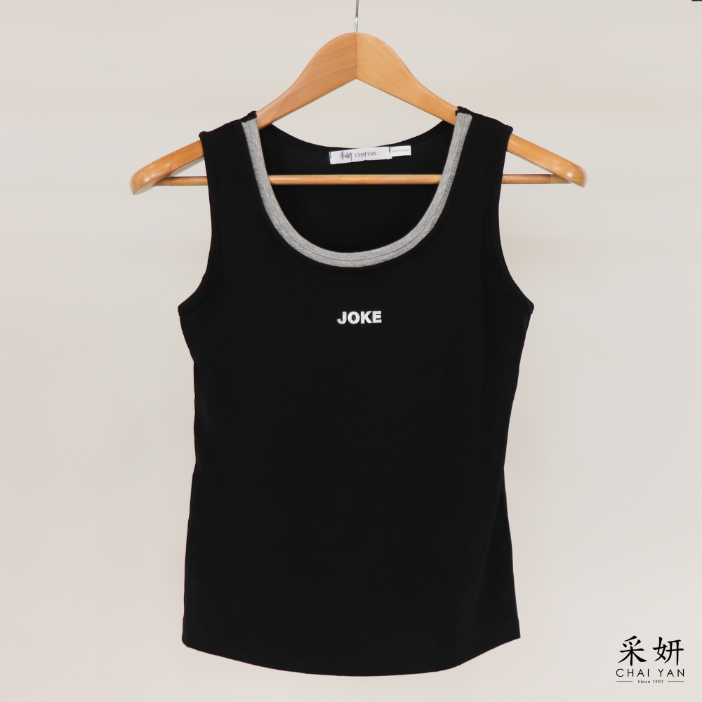 字母跳色無袖背心