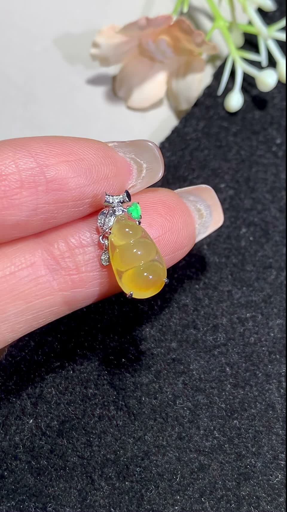 翡翠福豆吊墜,天然翡翠A玉, 緬甸玉, Jade, Jadeite