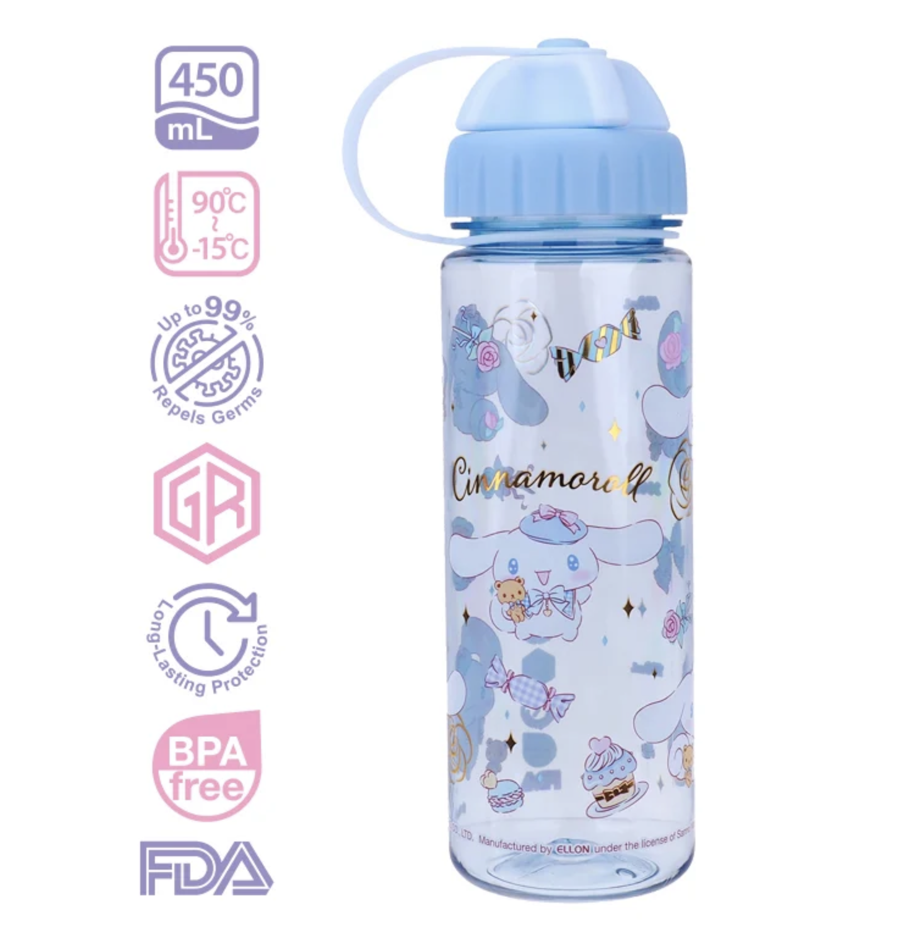 Cinnamoroll 450ml BPA Free 膠水樽 2開口設計 9-5961-53