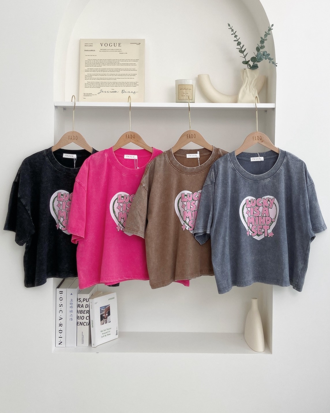法朵Fado shop｜美式水洗做舊愛心寬鬆短T 0215129 四色