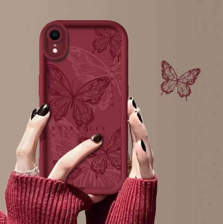 iPhone XR phone case with butterfly lines, women's shockproof soft full-cover case