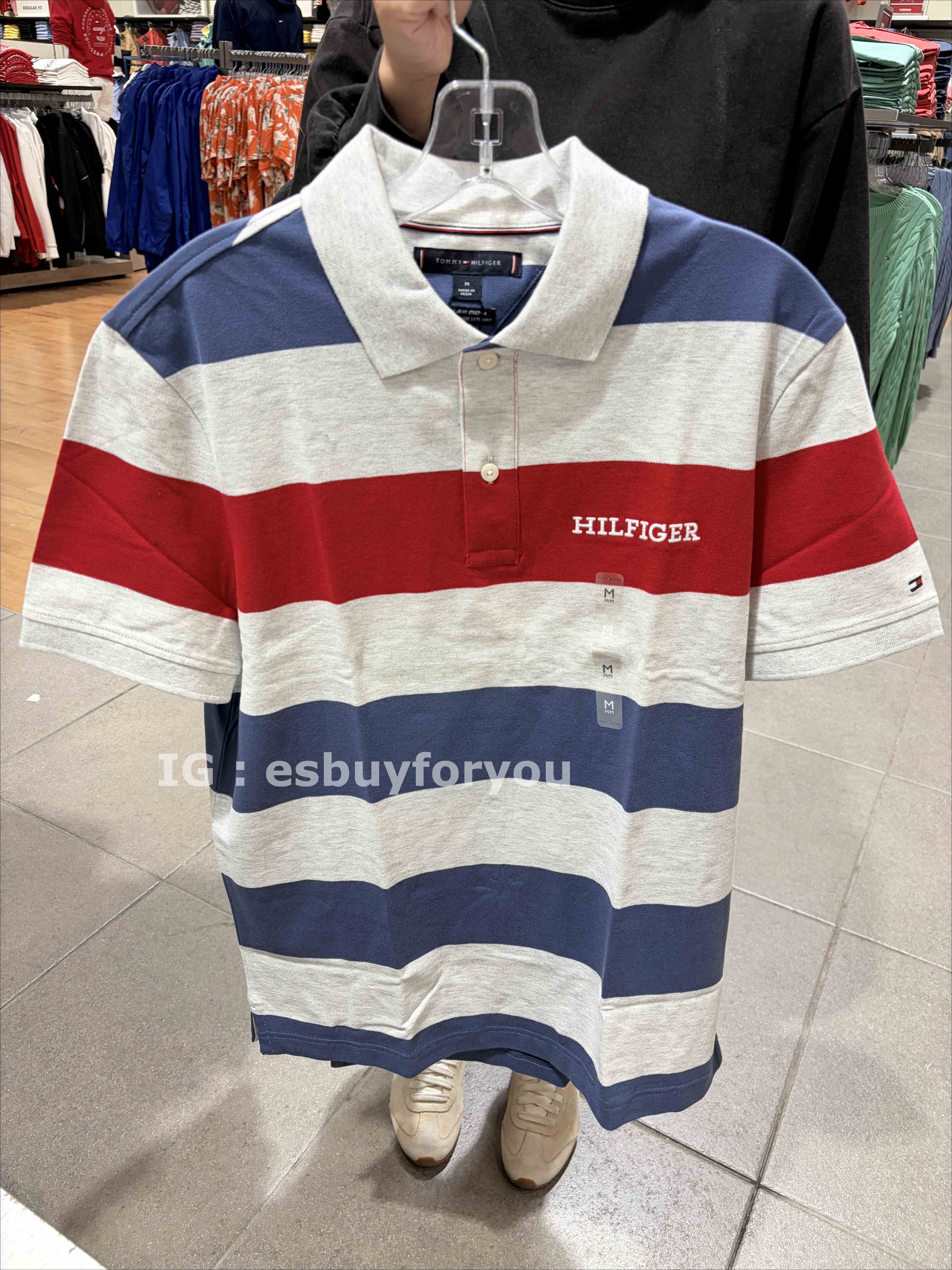 TOMMY 男大人 刺繡小字樣 橫條紋 POLO衫 (2色)