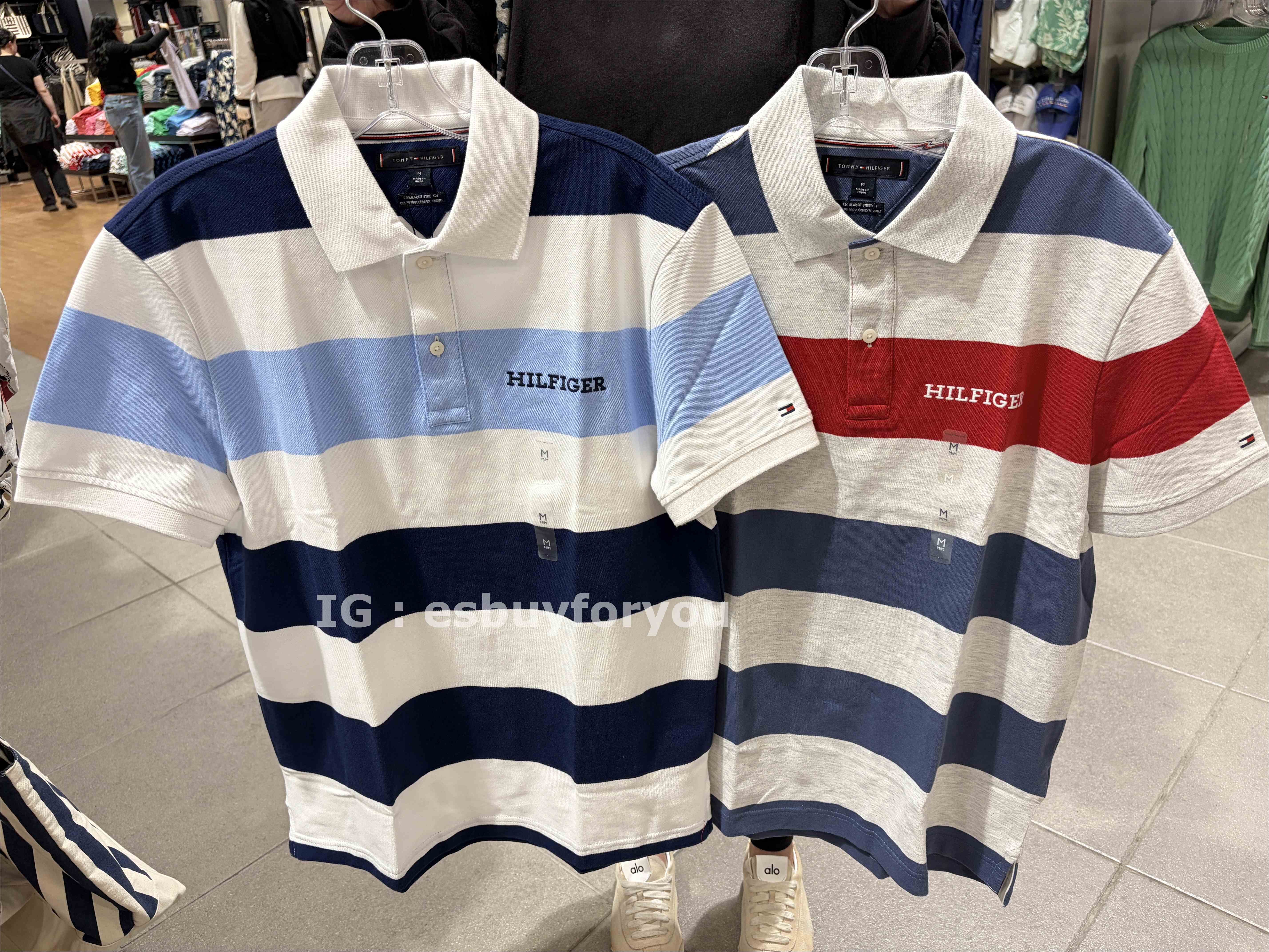 TOMMY 男大人 刺繡小字樣 橫條紋 POLO衫 (2色)