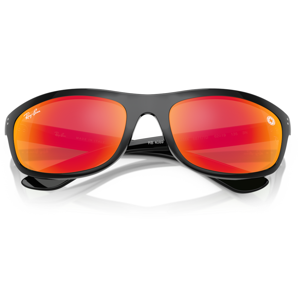 【RayBan】RB4089 68711D-62mm 運動太陽眼鏡♦(黑框橘紅片)