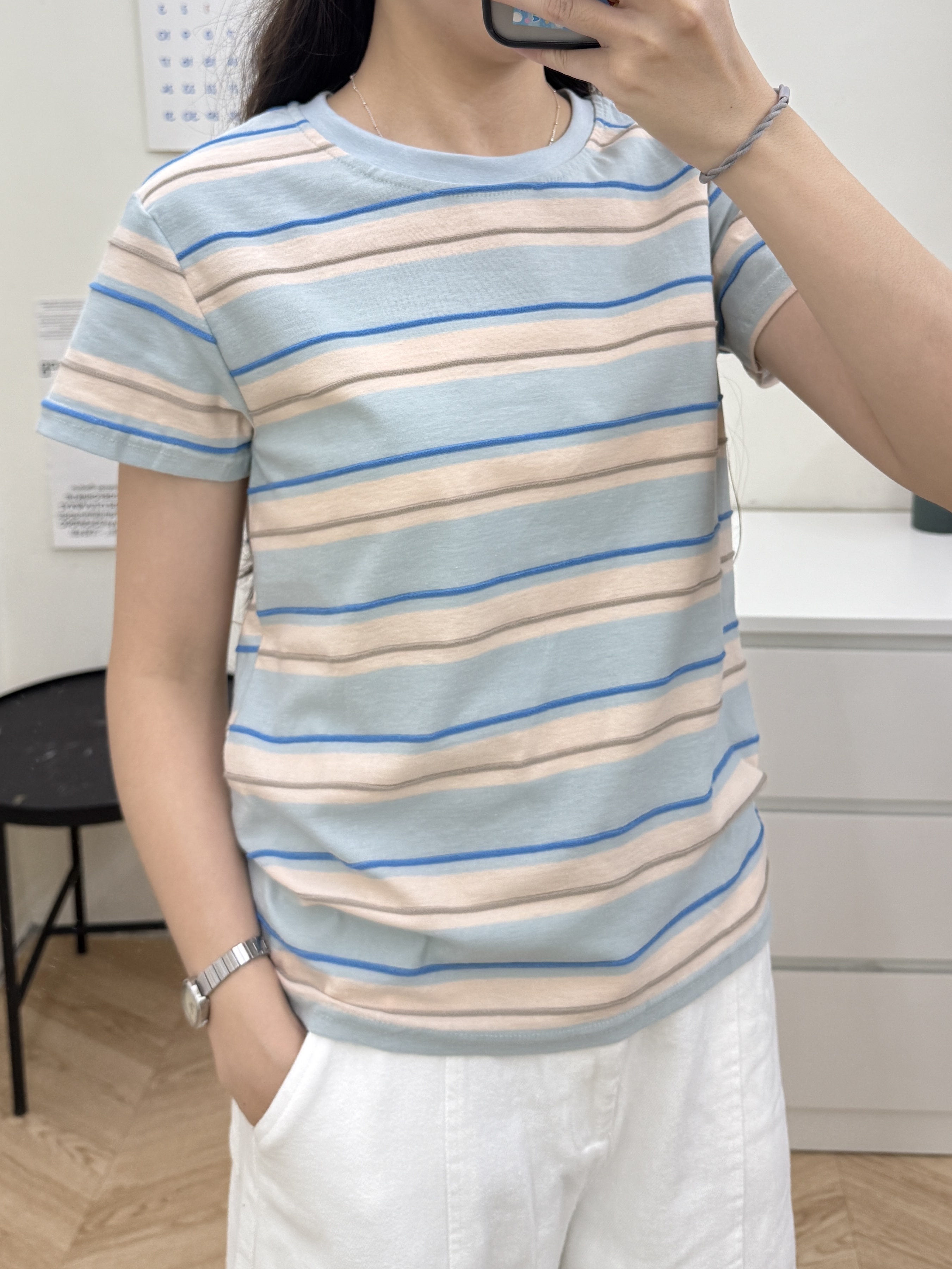 立體條紋拼色T*2色