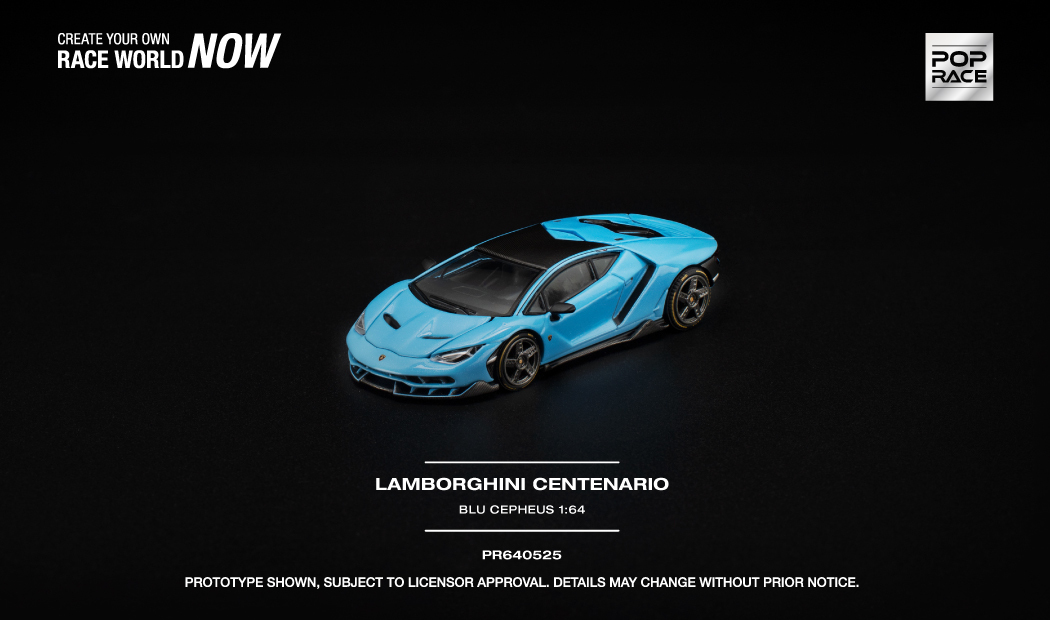 預訂:1/64 Pop Race Lamborghini Centenario Blu Cepheus (PR640525 )