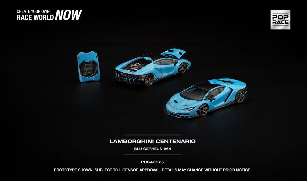 預訂:1/64 Pop Race Lamborghini Centenario Blu Cepheus (PR640525 )