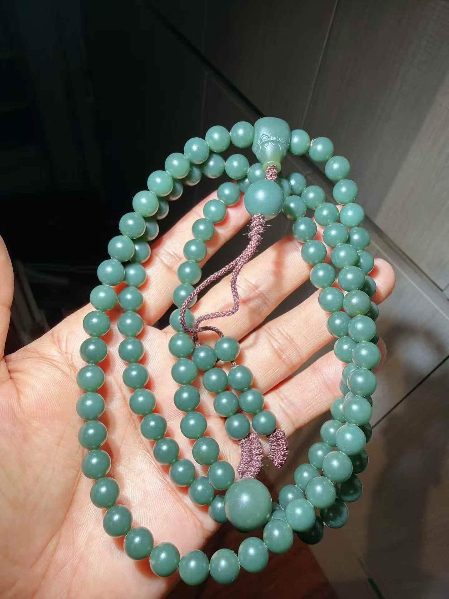 和田玉珠串,天然和田玉軟玉