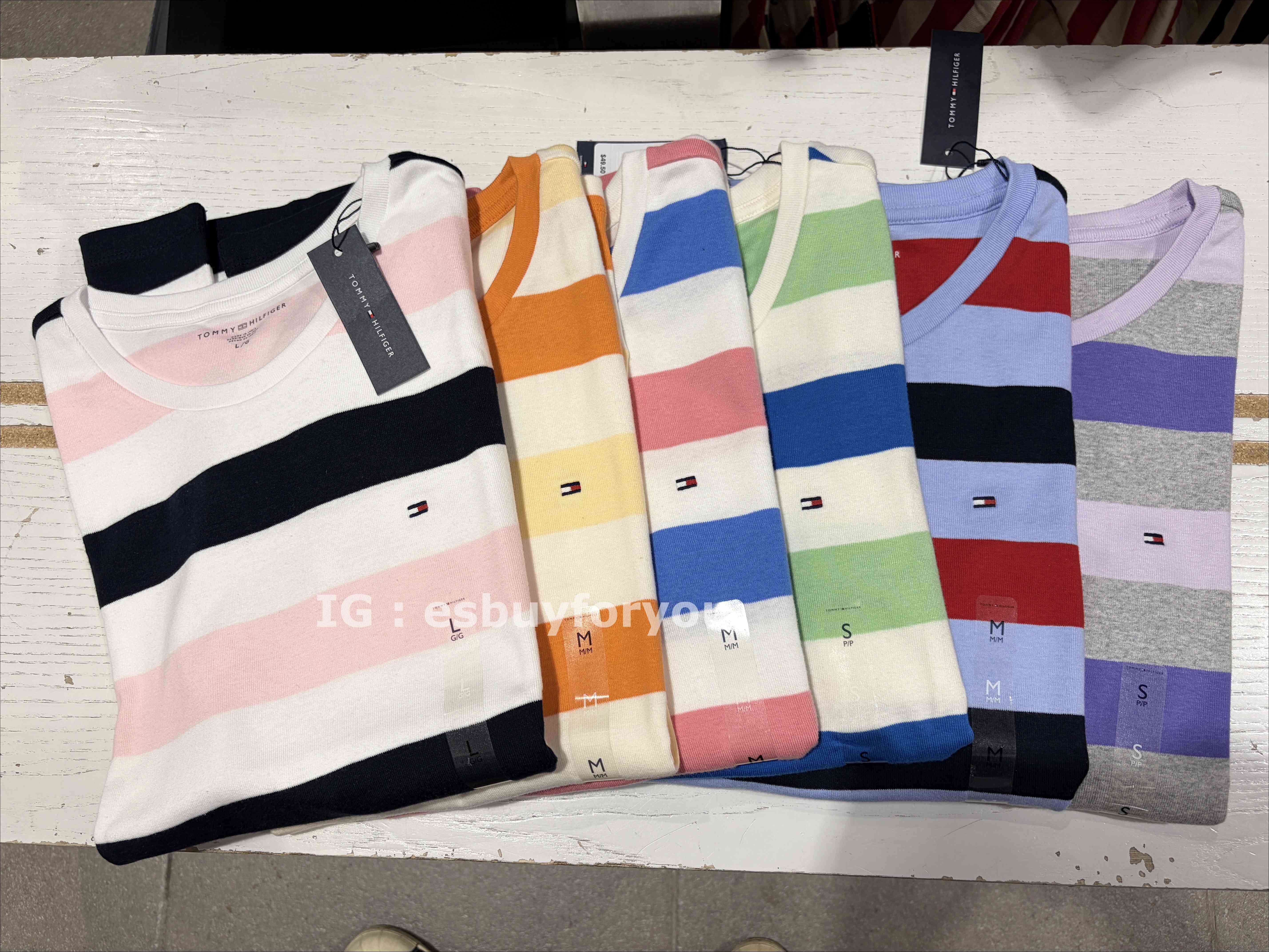 TOMMY 女大人 圓領 橫條紋 短TEE (6色)