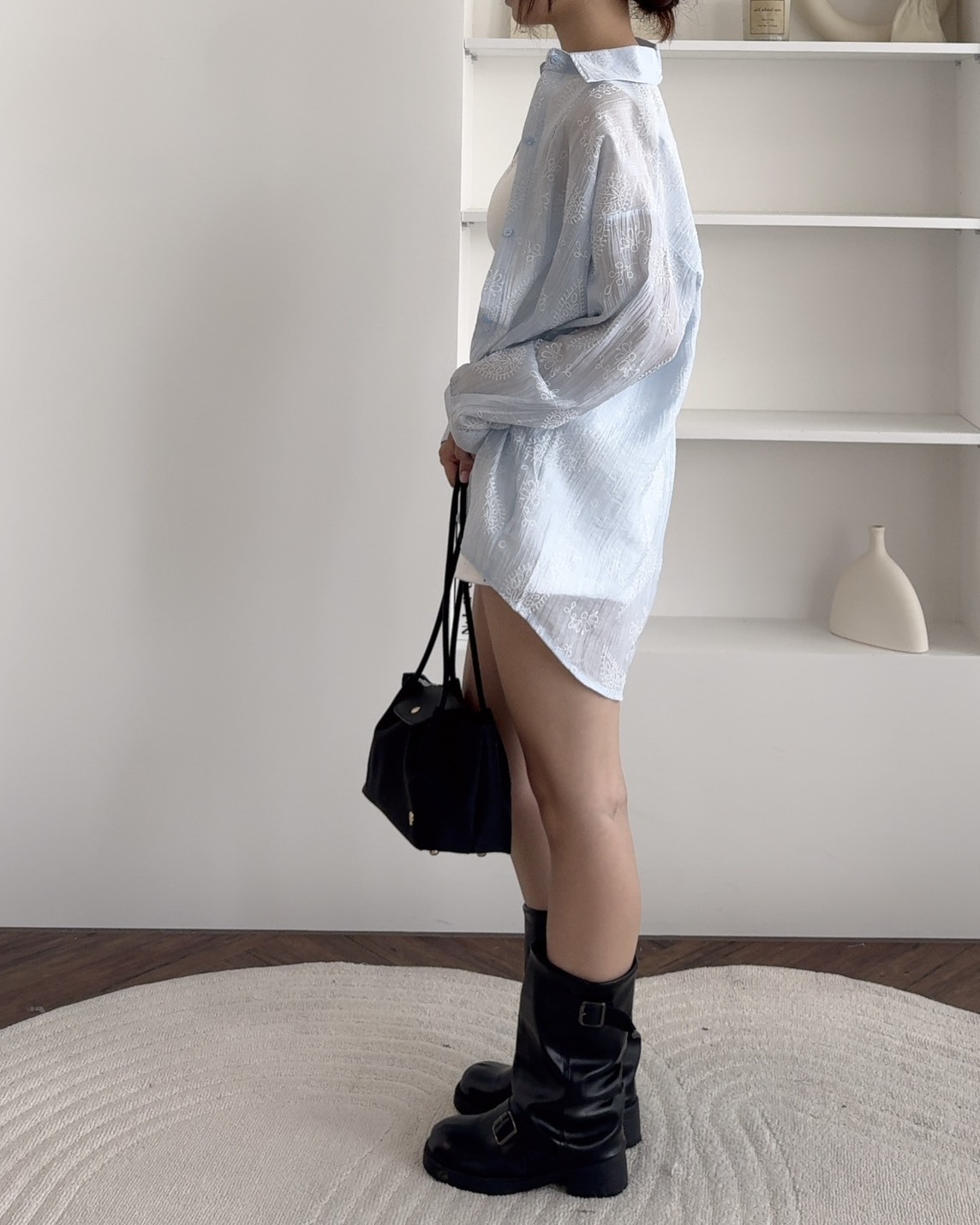 法朵Fado shop｜浮雕剪影透膚襯衫 3725013 四色
