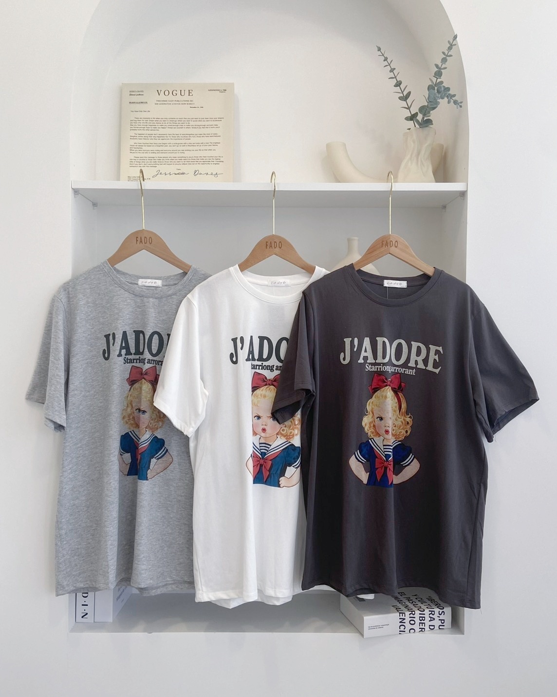 法朵Fado shop｜生氣女孩寬鬆落肩短T  0215145 三色