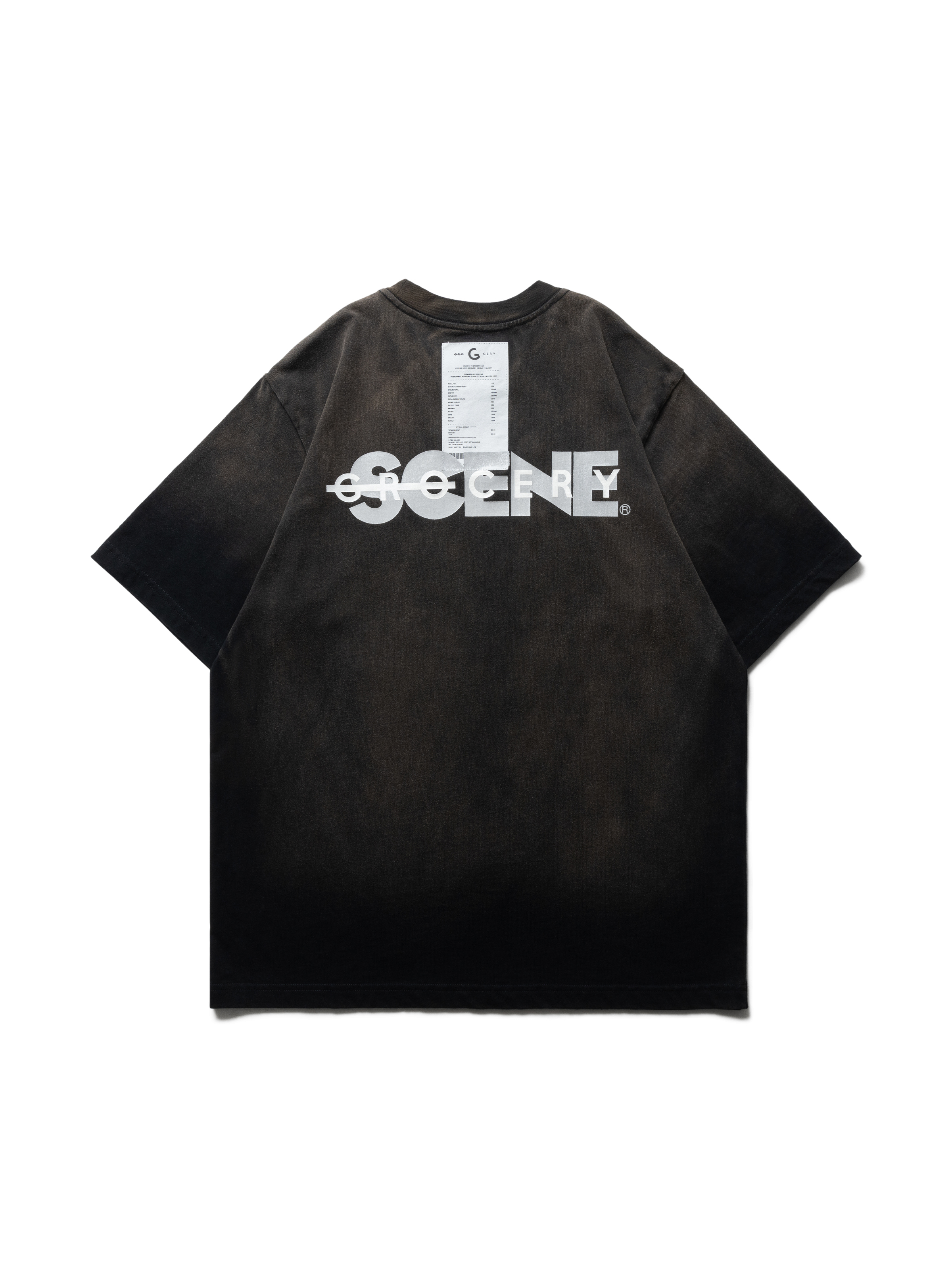 SCENE x GROCERY LOGO WASHED TEE / BLK_WHT