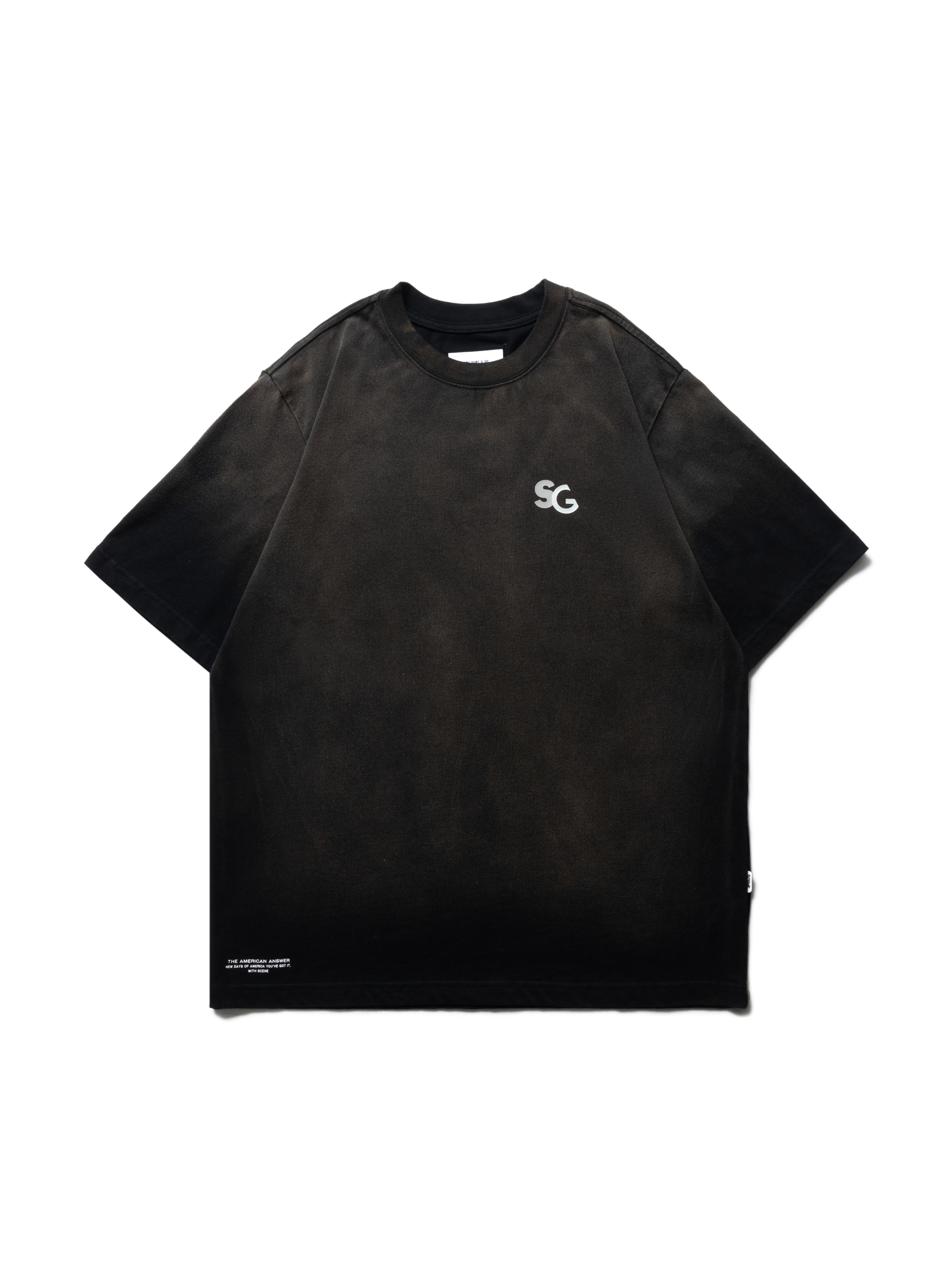 SCENE x GROCERY LOGO WASHED TEE / BLK_WHT