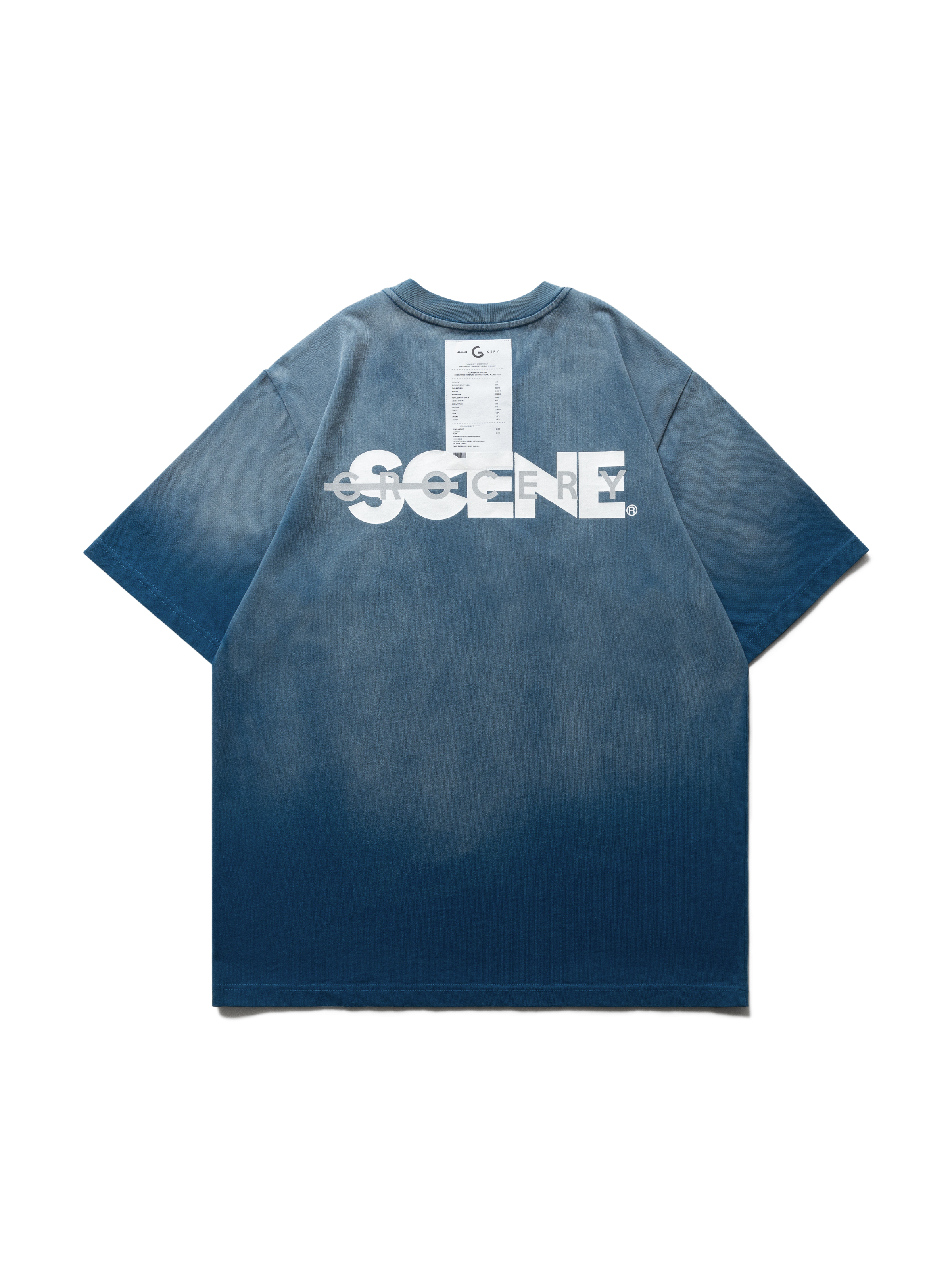 SCENE x GROCERY LOGO WASHED TEE / NVY_WHT