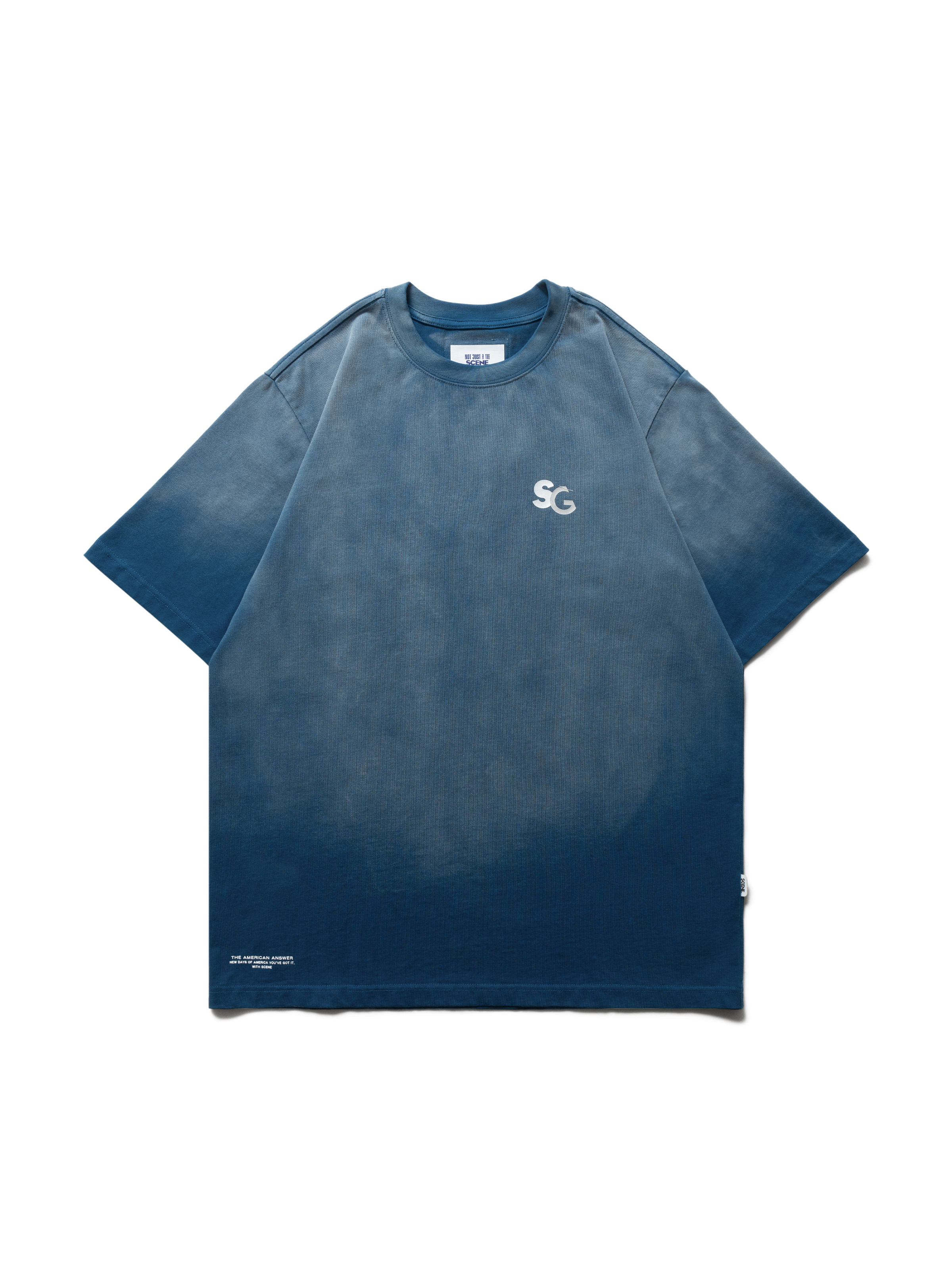 SCENE x GROCERY LOGO WASHED TEE / NVY_WHT