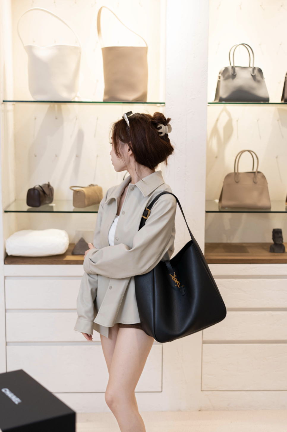 YSL Hobo le 5 a 7 Large hobo 黑金色