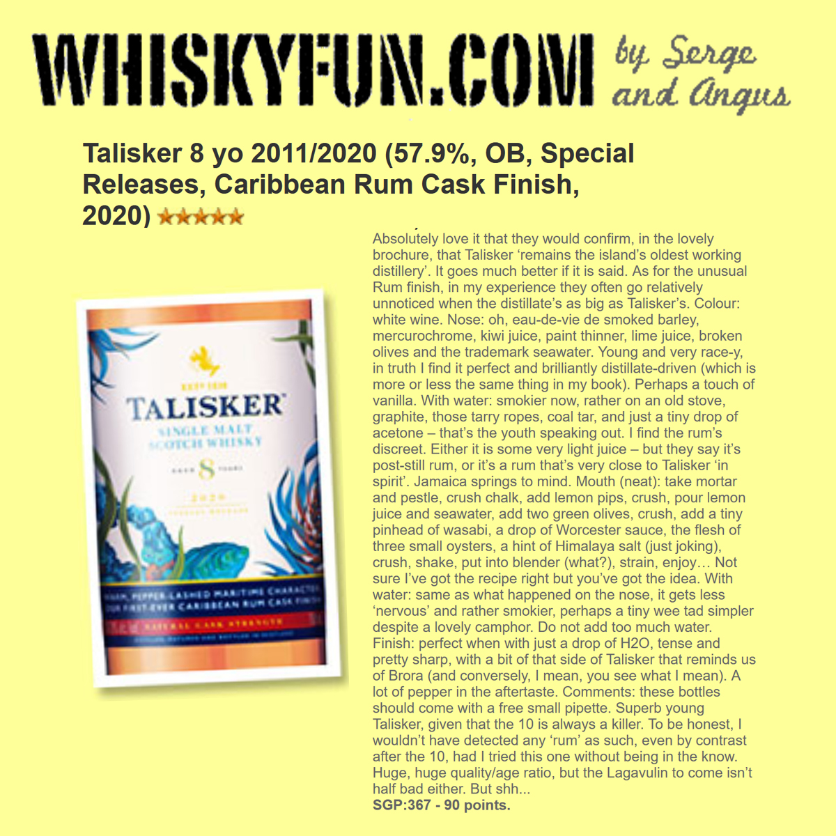 Talisker 8 Years Old Diageo Special Release 2020 57.9%
