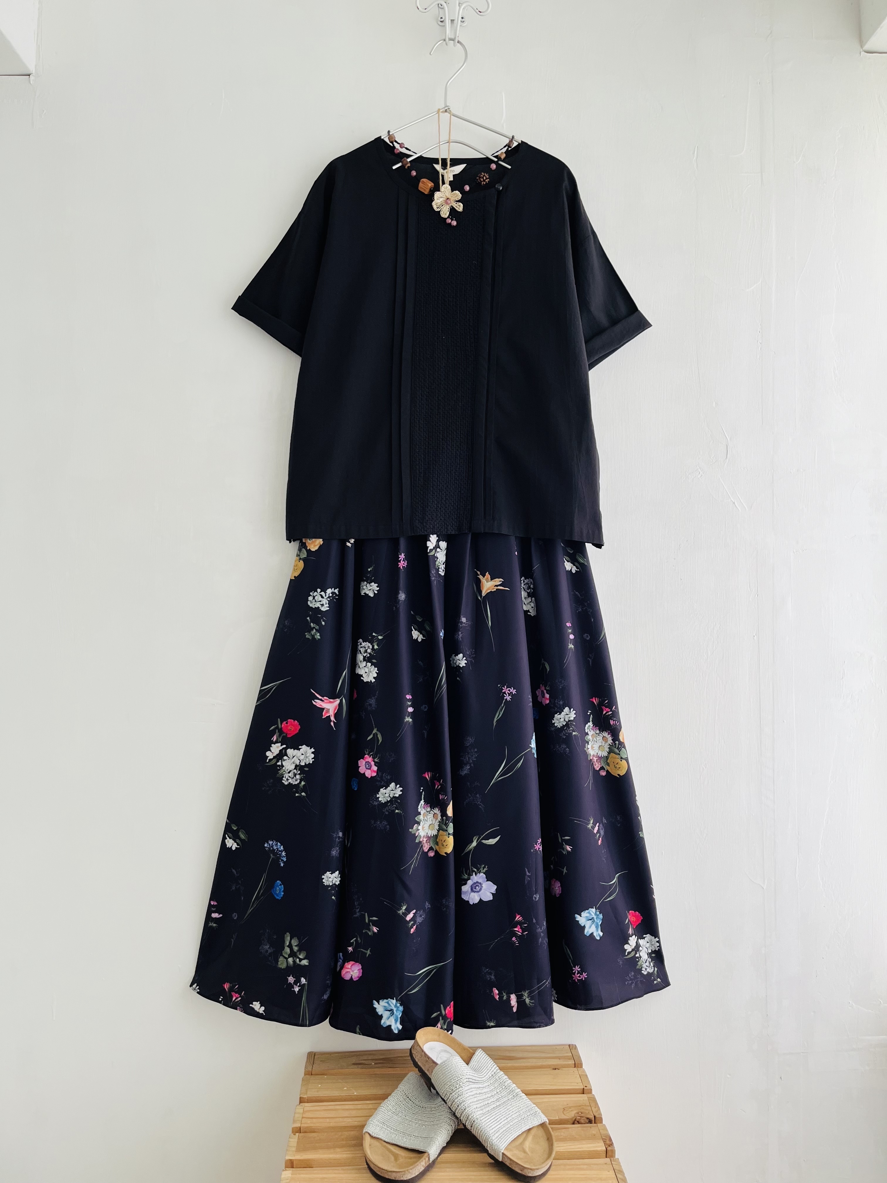 Keitto 黑色圓領拼布top