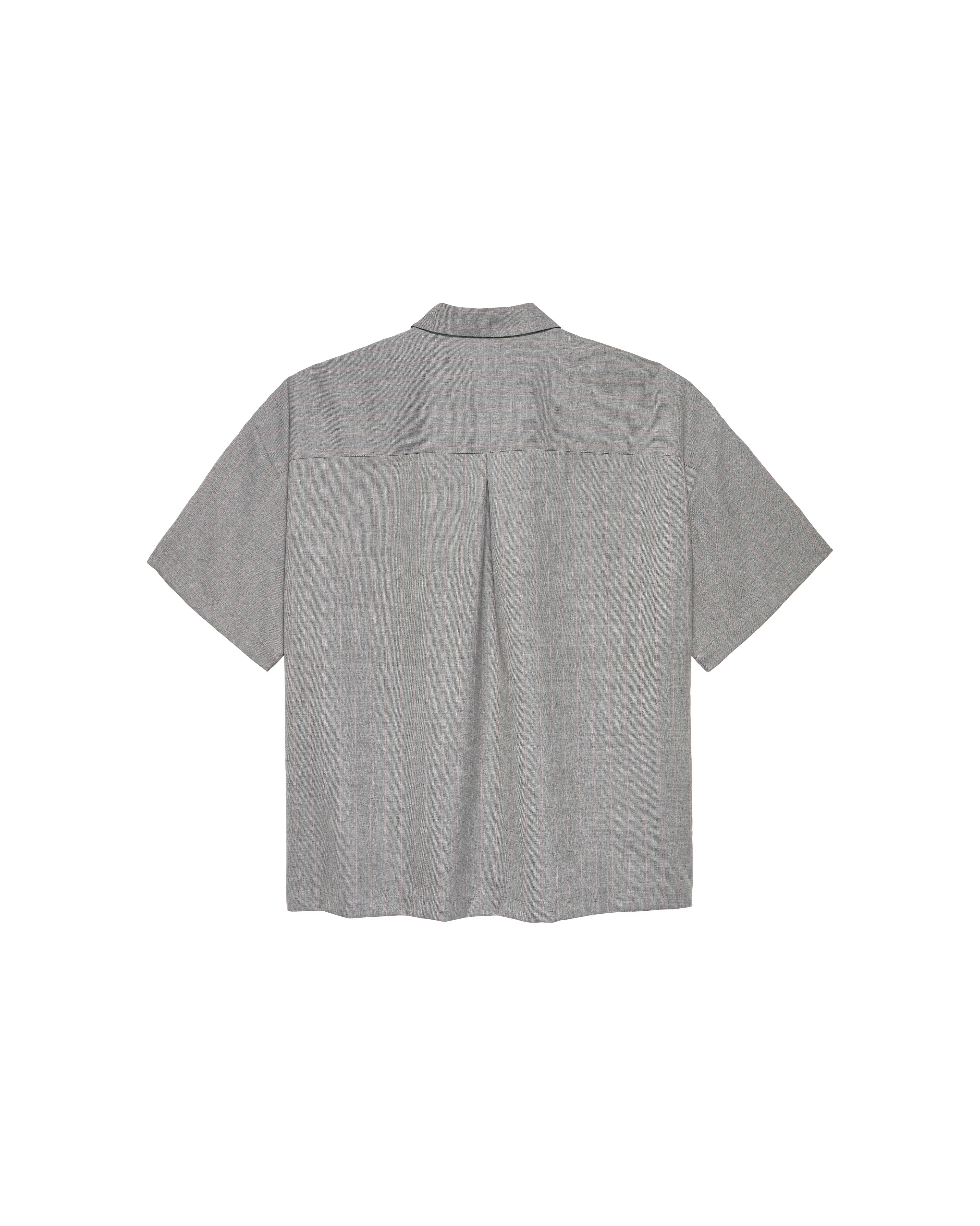 NEW AMSTERDAM SURF ASSOCIATION｜WIJK SHIRT WOOL GREY W/PINK PINSTRIPES "GREY"
