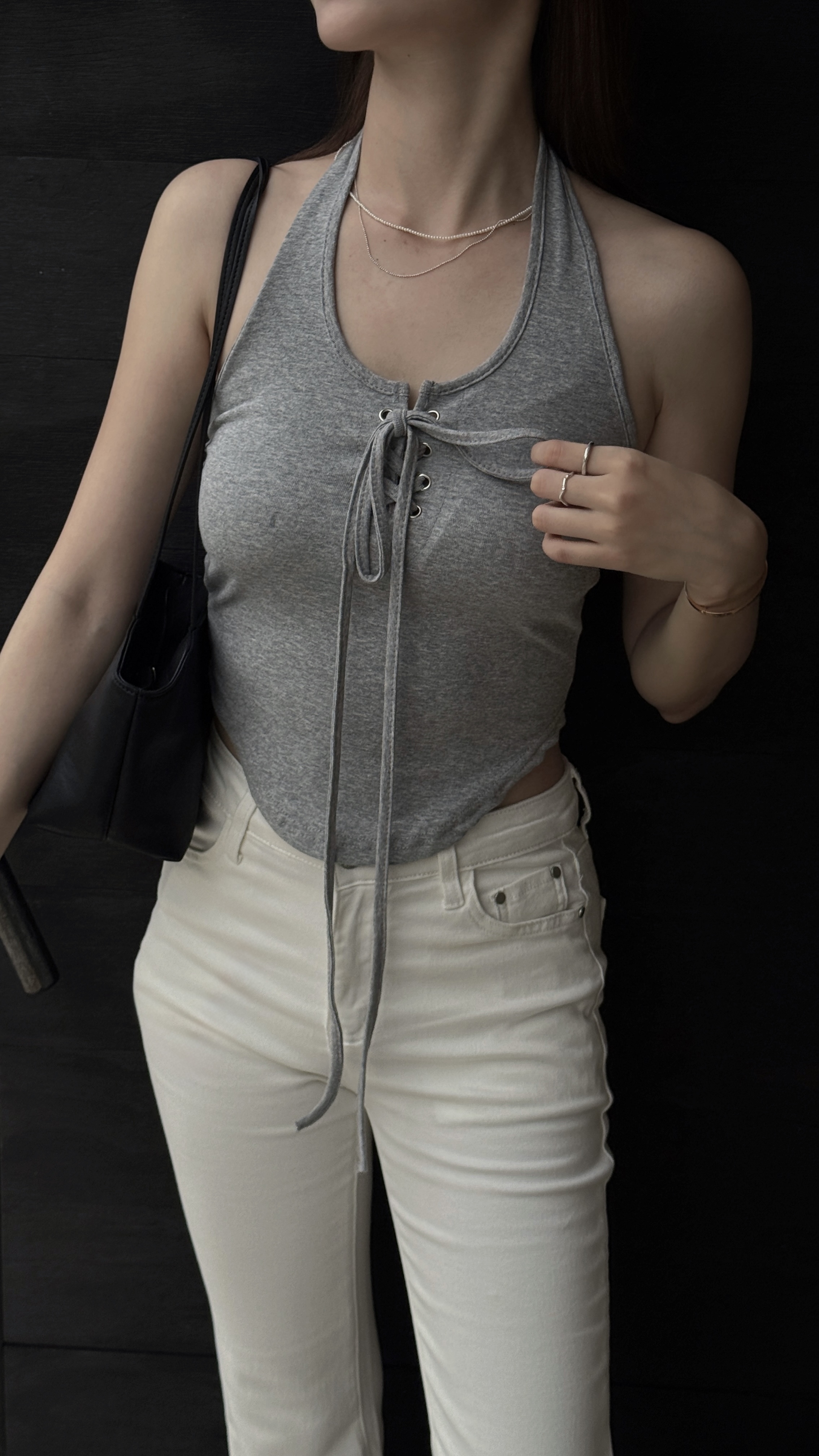 胸前綁帶繞脖bra top ( 2 colors )