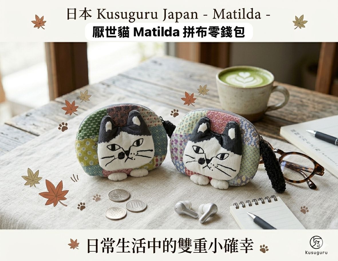 【預購】JM052701 Kusuguru Japan 拼布貓咪零錢包