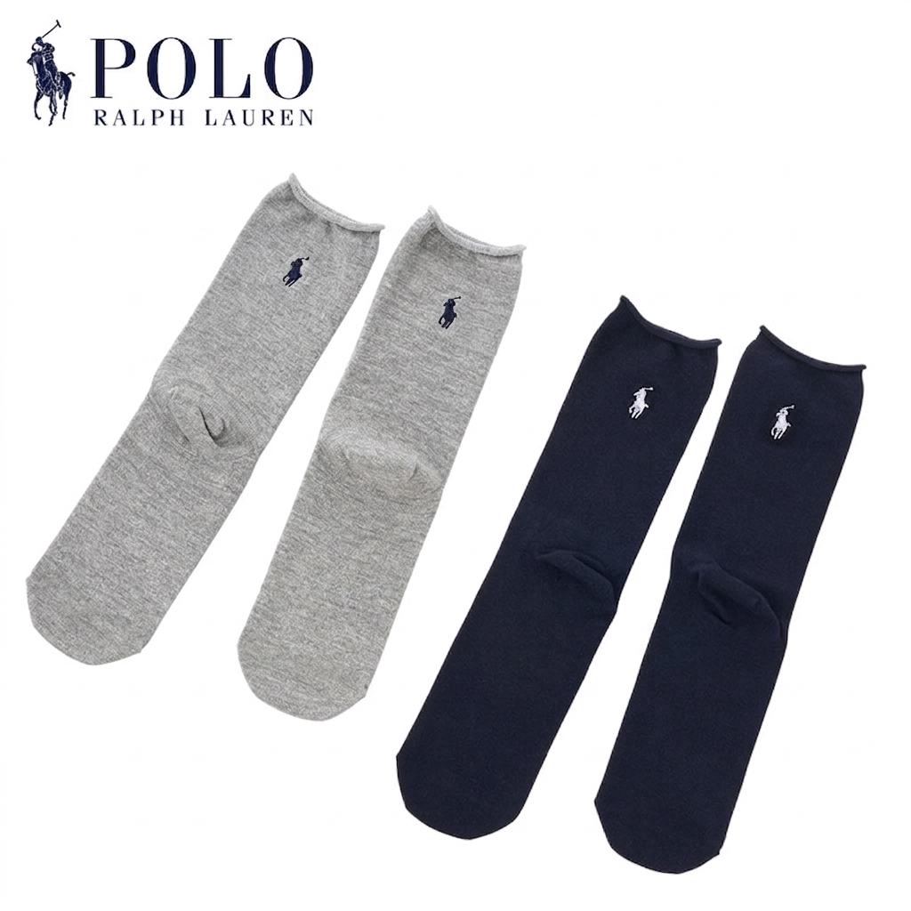Polo 刺繡小logo中筒襪 兩件組