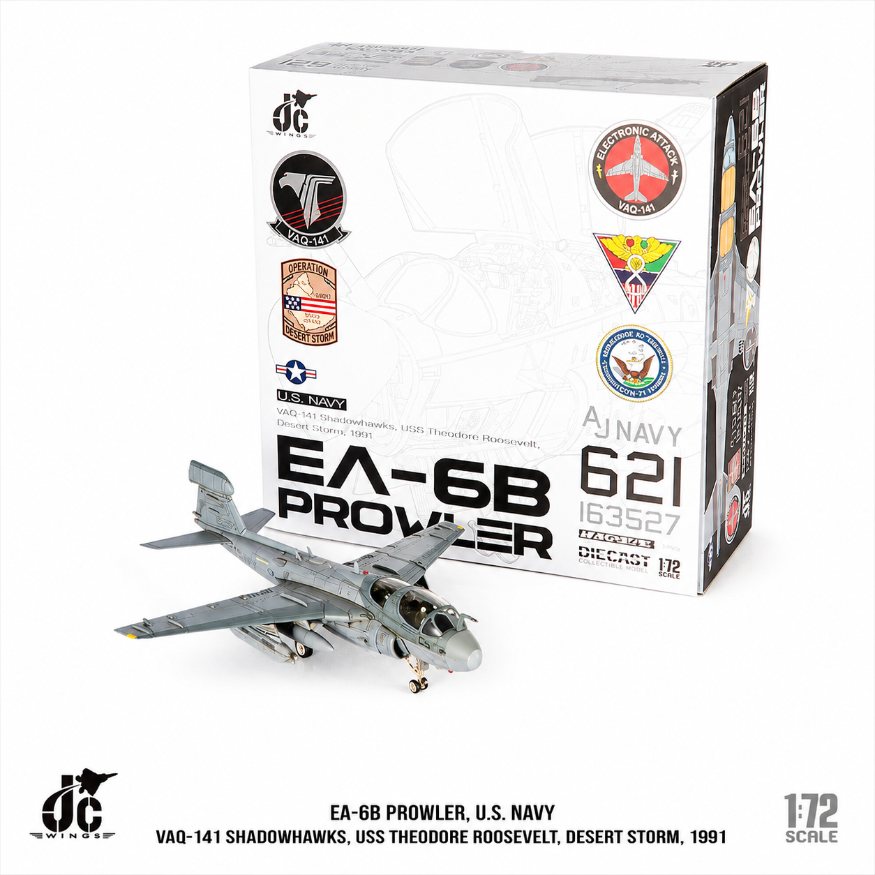 JC wings 1/72 美國海軍EA-6B「徘徊者」電子戰飛機 VAQ-141暗影鷹中隊1991年沙漠風暴行動